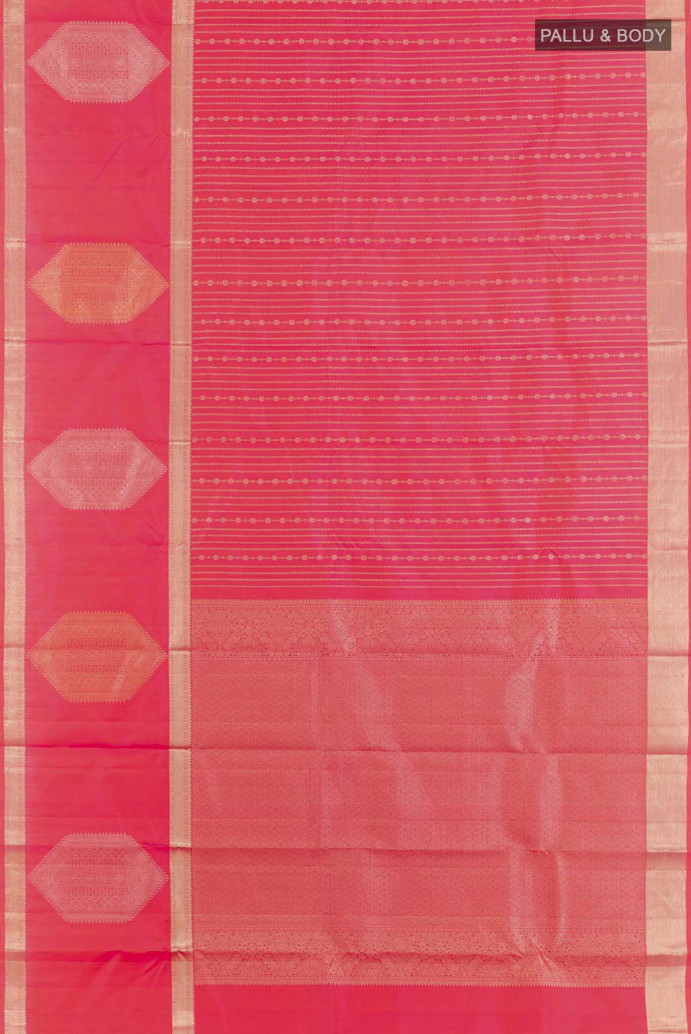 Pink with Orange Color Kanjivaram Silk Saree - Image 5
