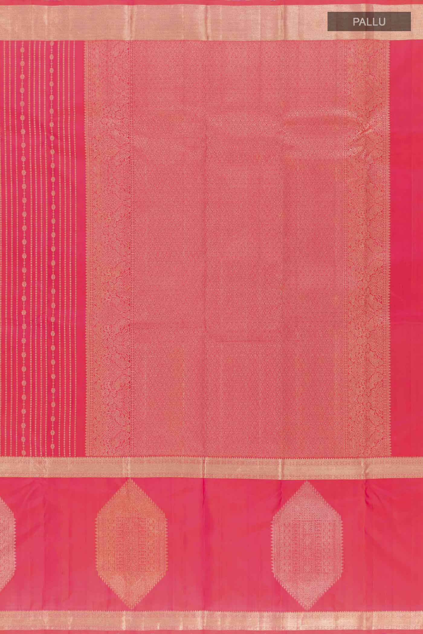 Pink with Orange Color Kanjivaram Silk Saree - Image 6