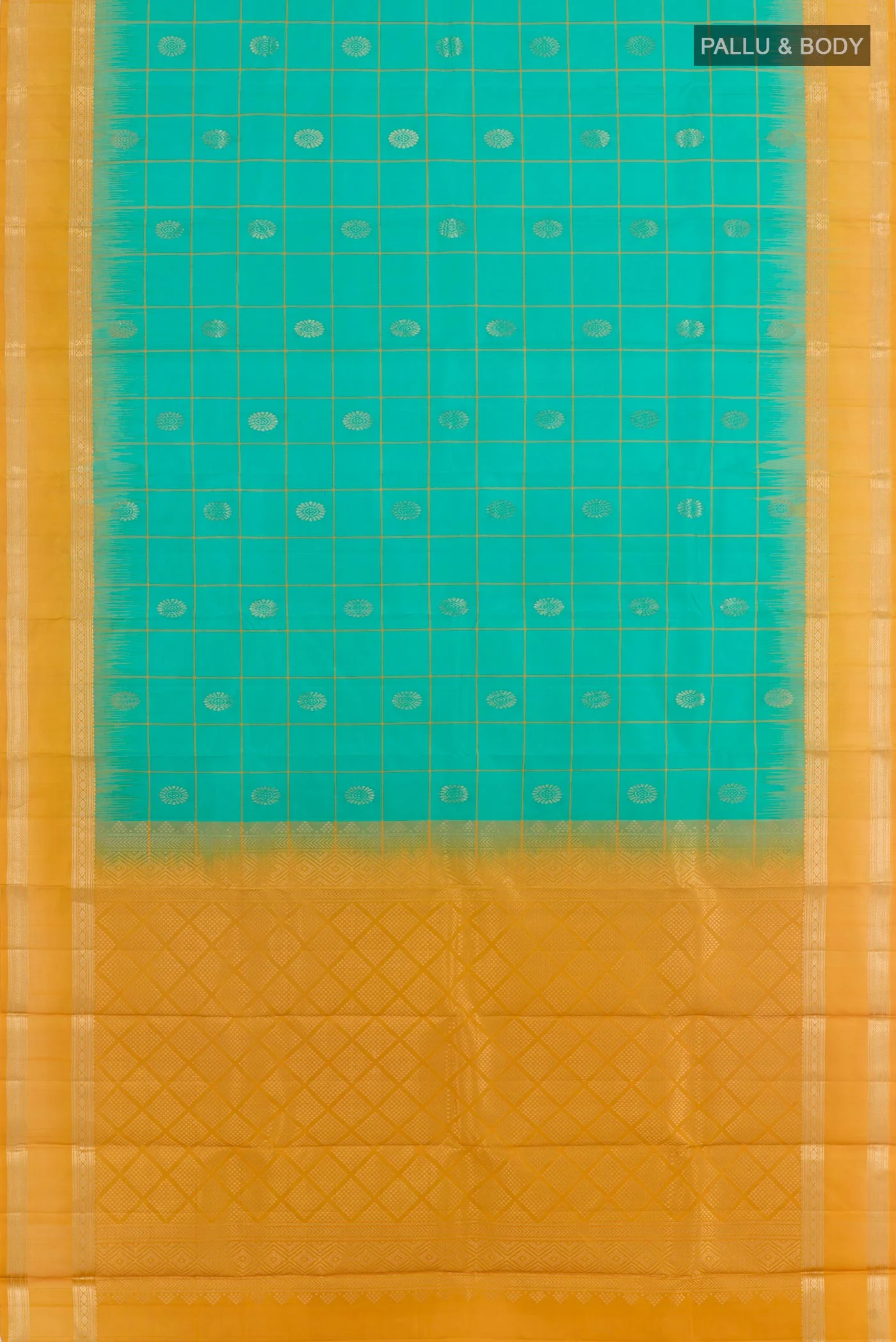 Sea Green Soft Silk Saree - Image 3