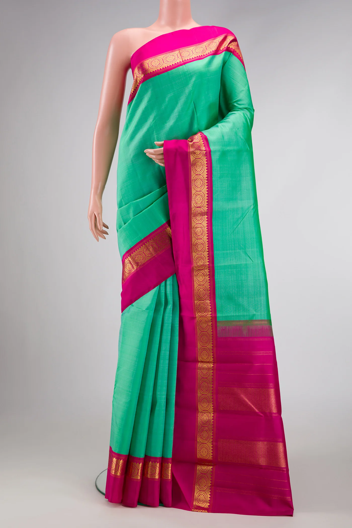 Pure Silk Pure Zari Sea Green Kanjivaram Saree
