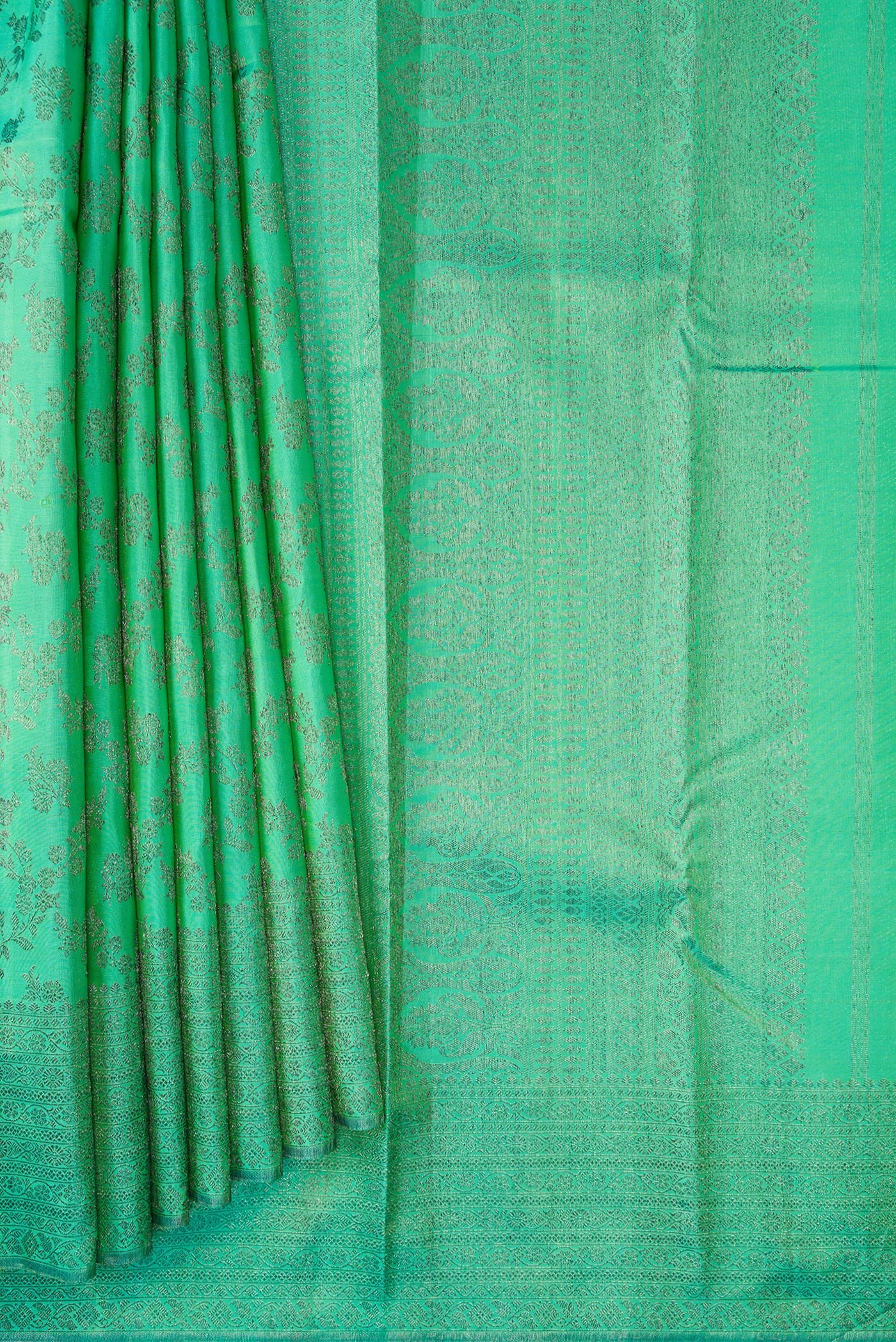 Sea Green Kanjivaram Silk Saree - Image 4