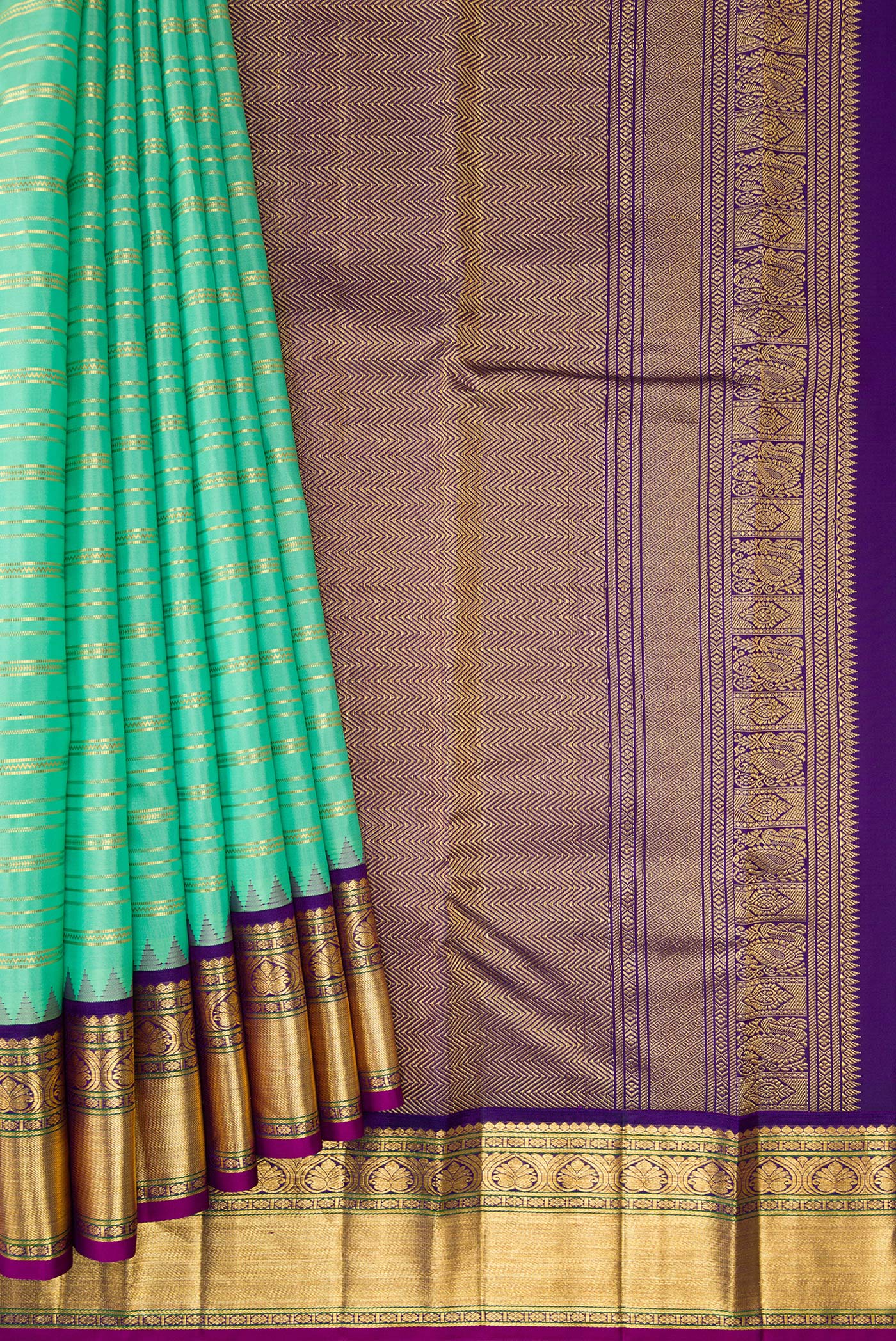 Sea Green Kanjivaram Silk Saree - Image 4