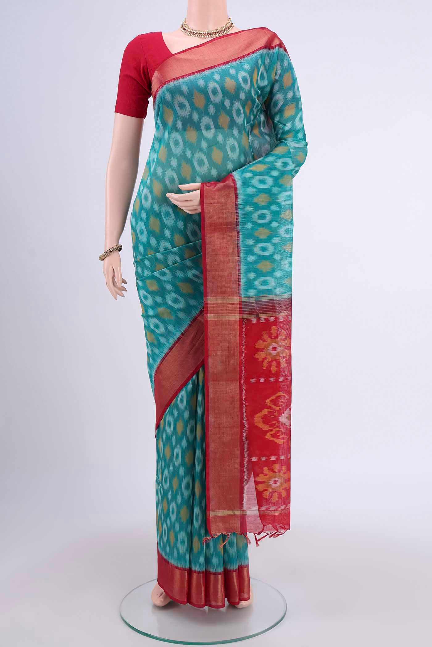 Sea Green Kora Cotton Saree