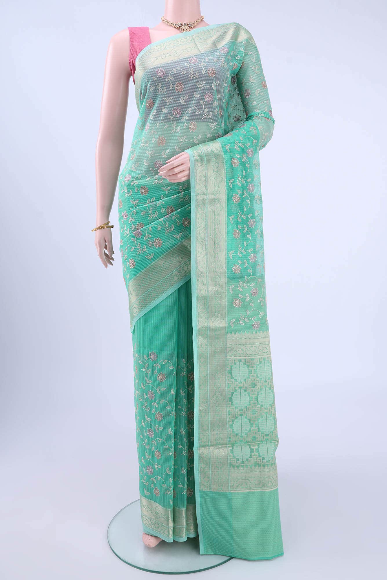 Sea Green Kota Cotton Saree