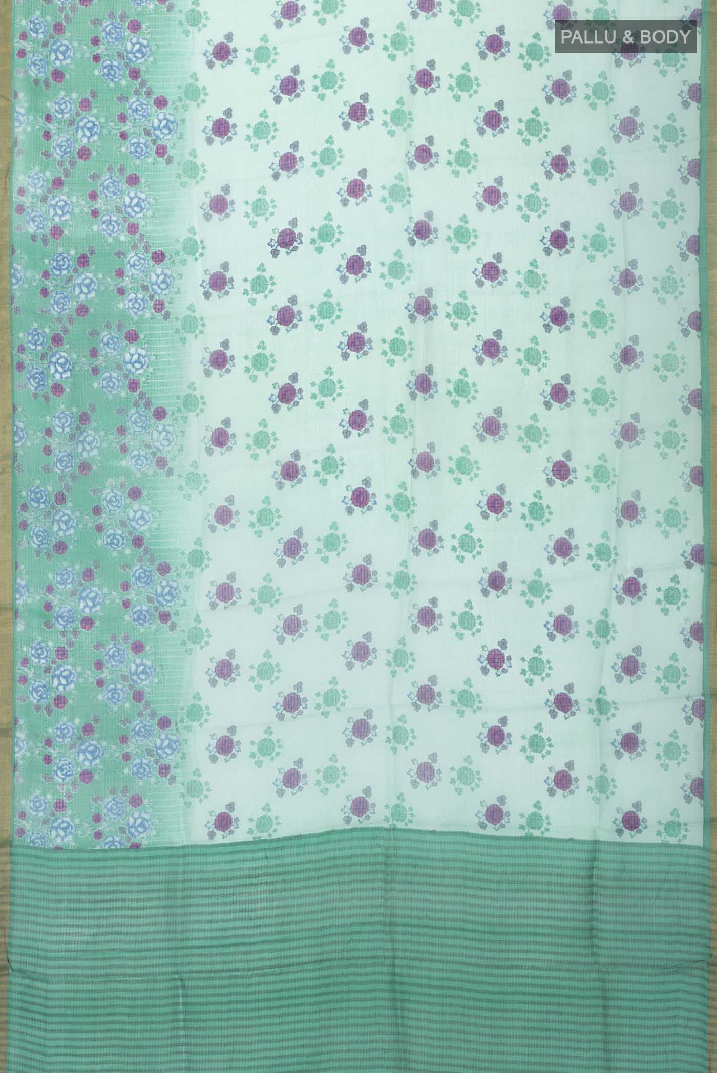Sea Green Kota Silk Saree - Image 3