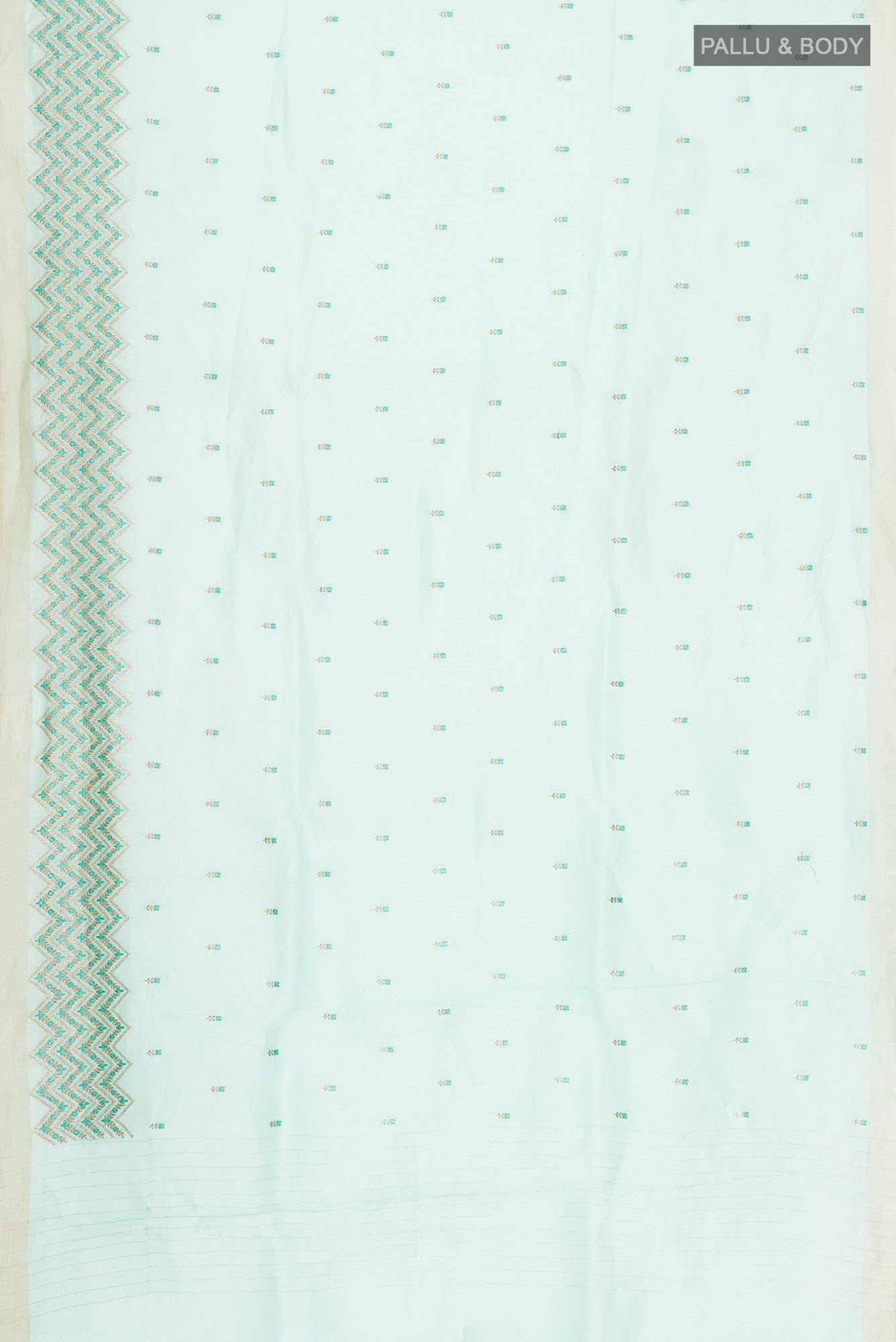Sea Green Linen Saree - Image 3