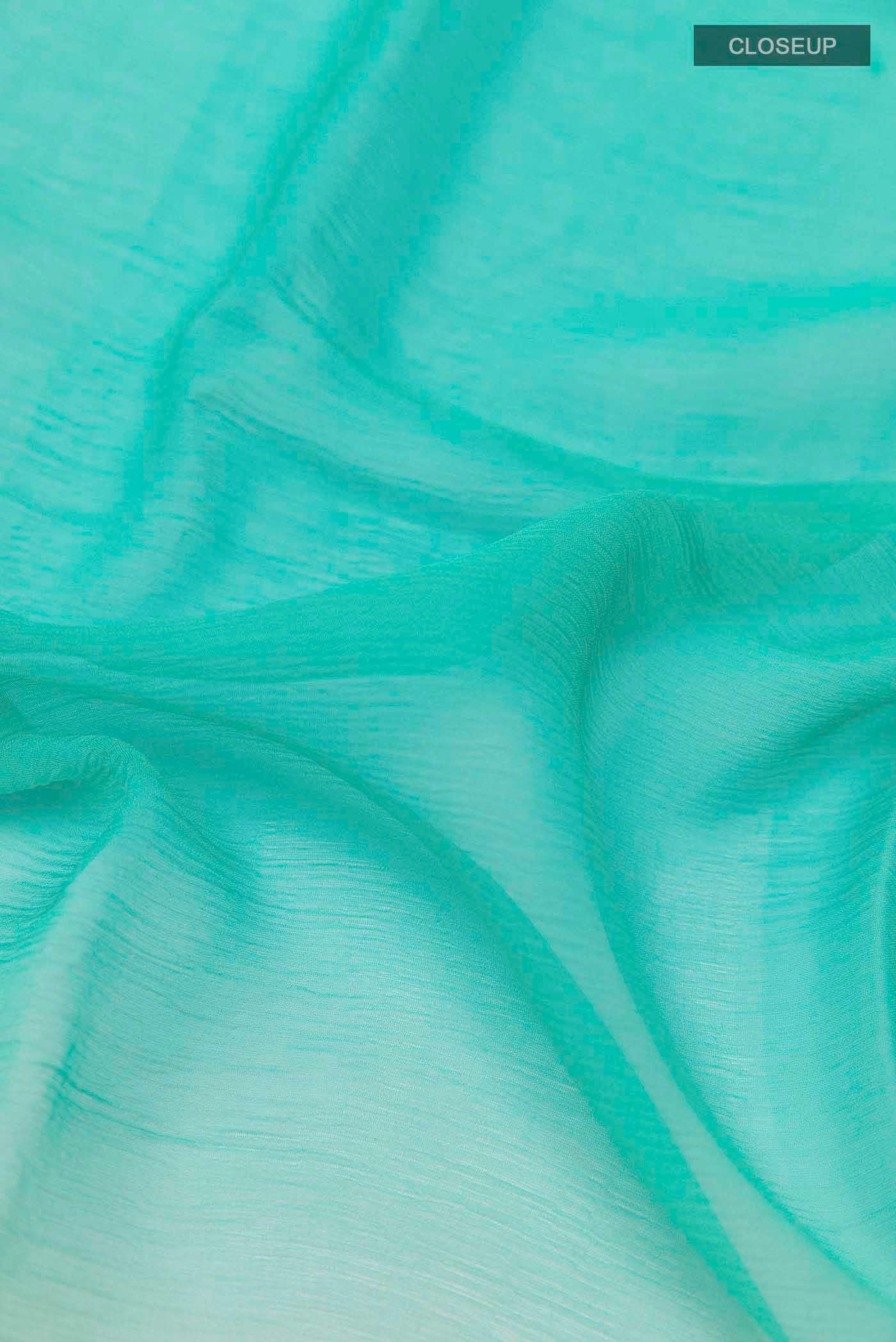 Sea Green Mysore Chiffon Saree - Image 2