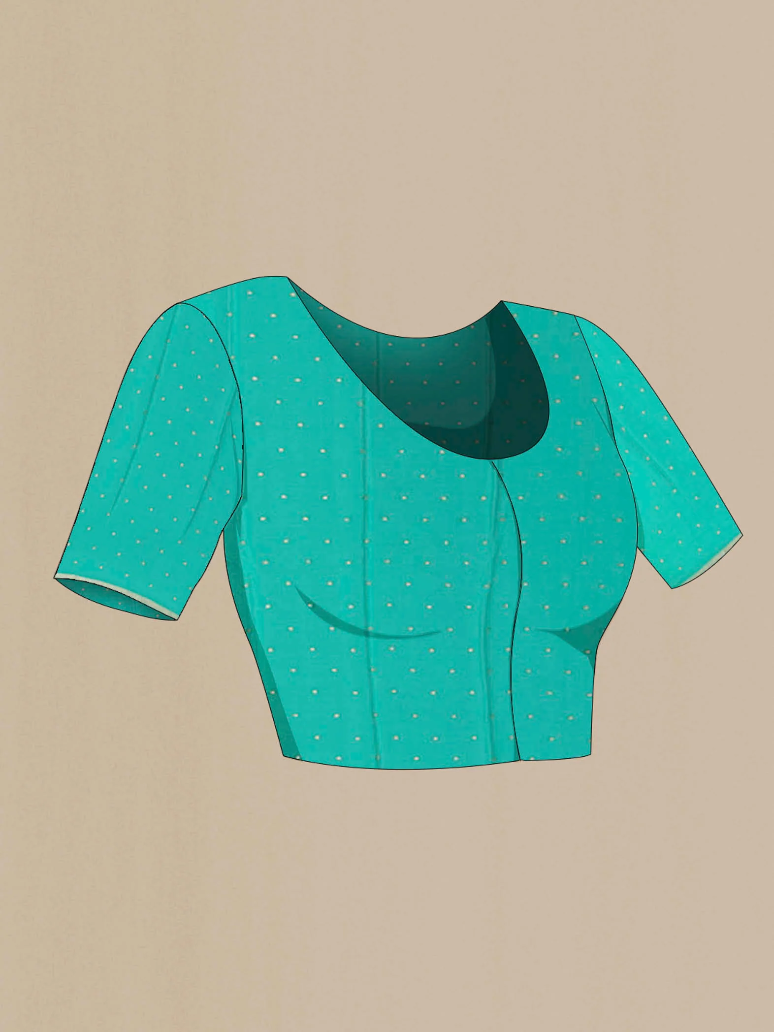 Sea Green Mysore Chiffon Saree - Image 4