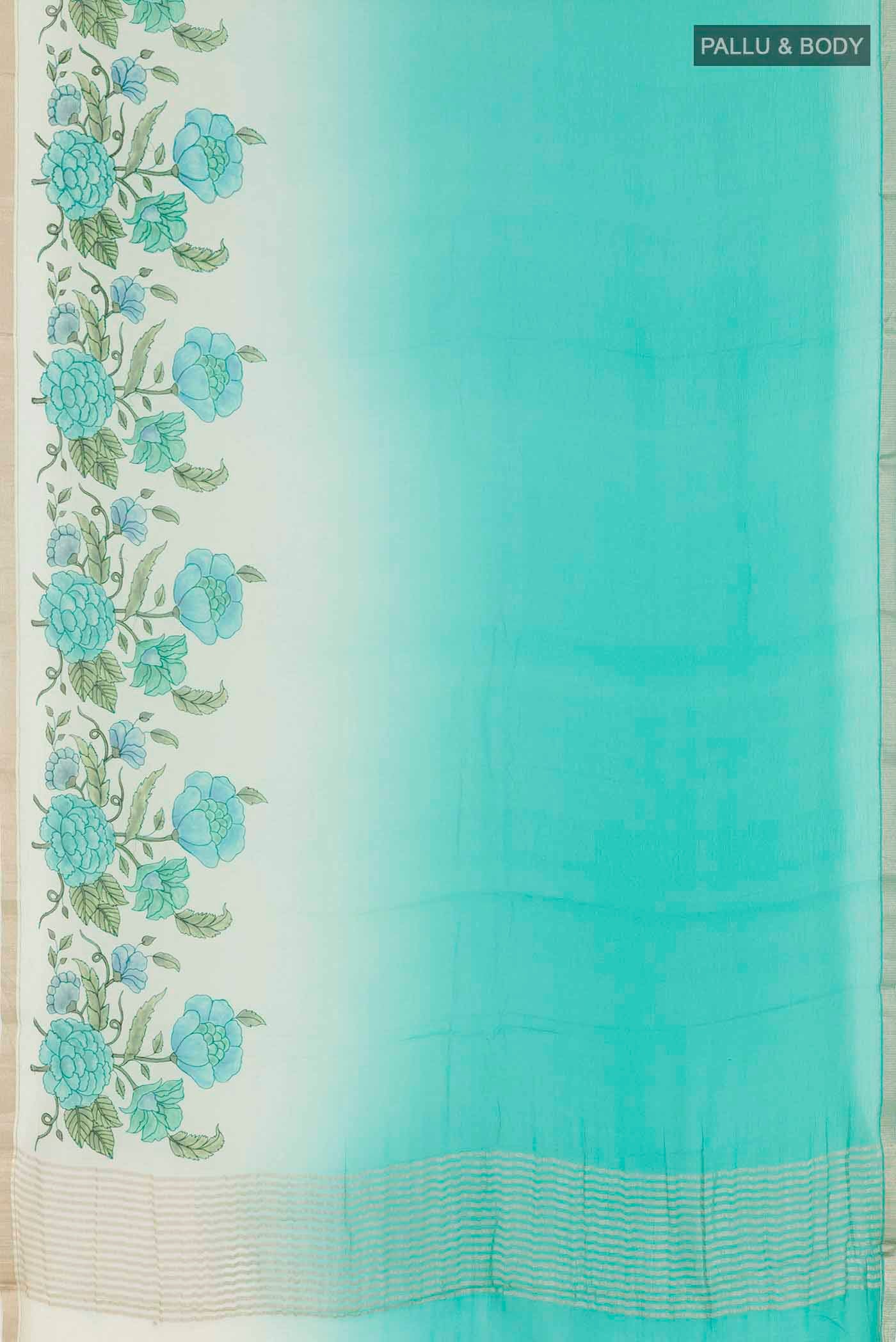 Sea Green Mysore Chiffon Saree - Image 5