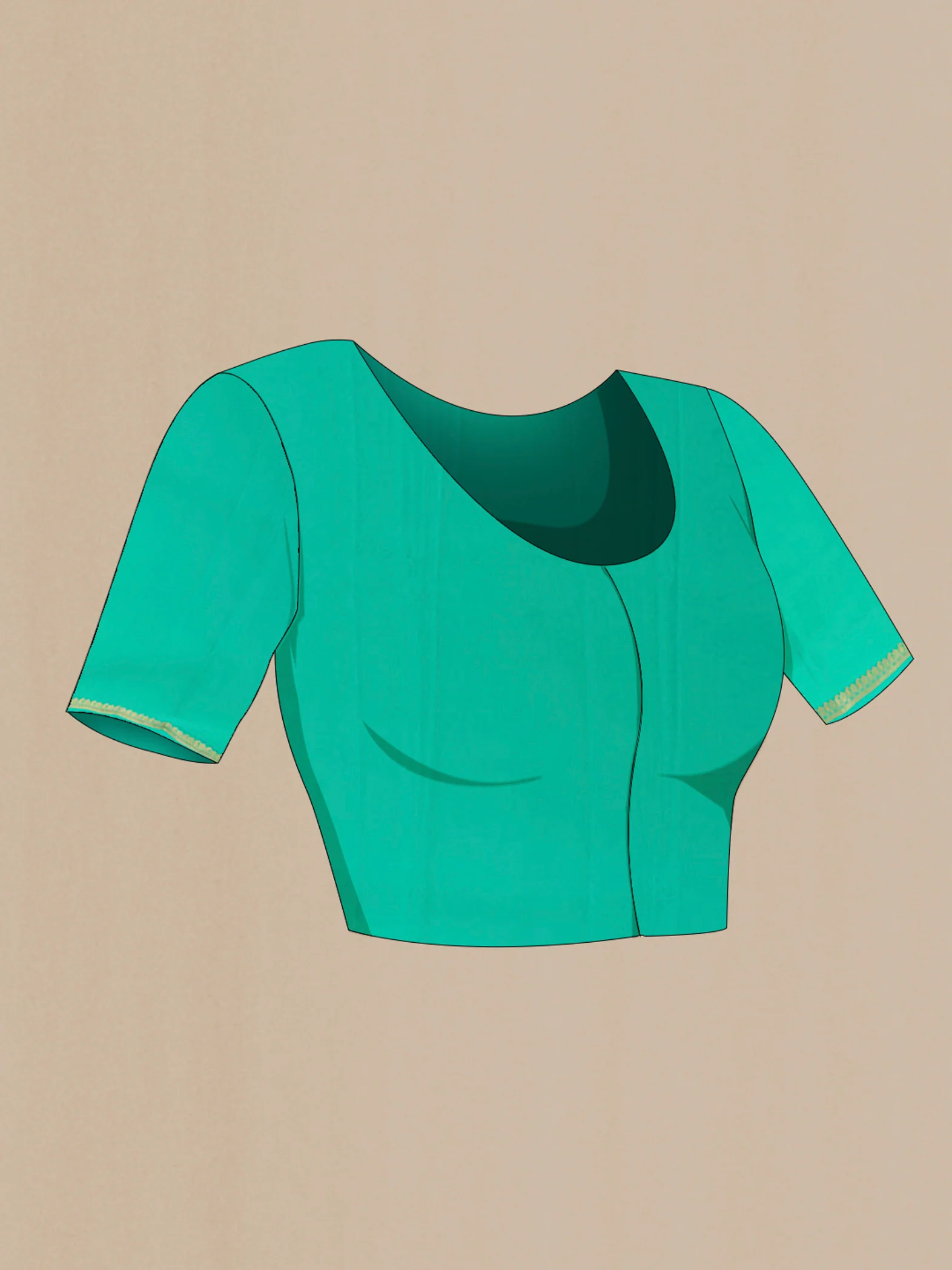 Sea Green Mysore Crepe Saree - Image 2