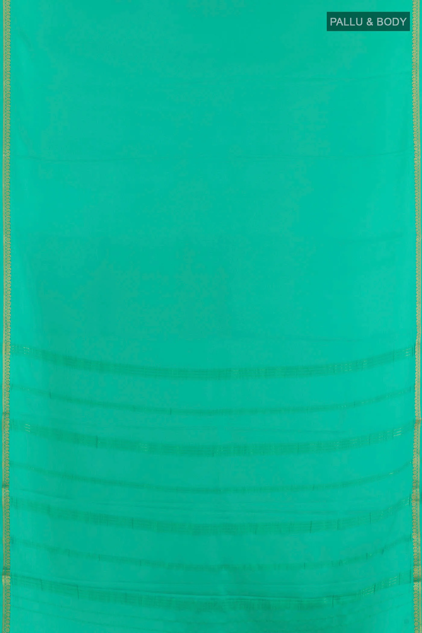 Sea Green Mysore Crepe Saree - Image 3