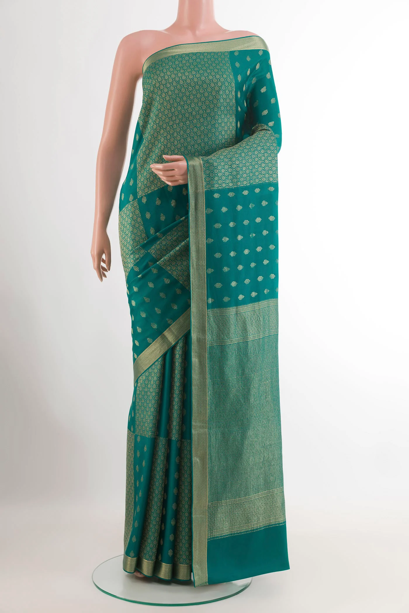 Teal Mysore Crepe Saree