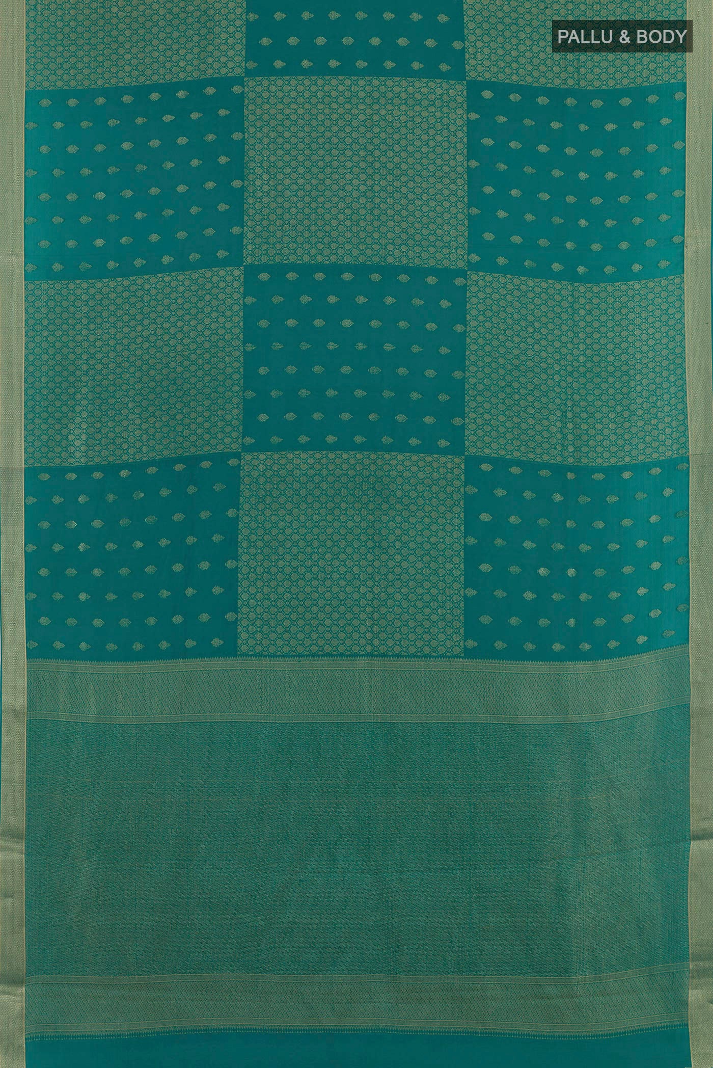 Teal Mysore Crepe Saree - Image 3