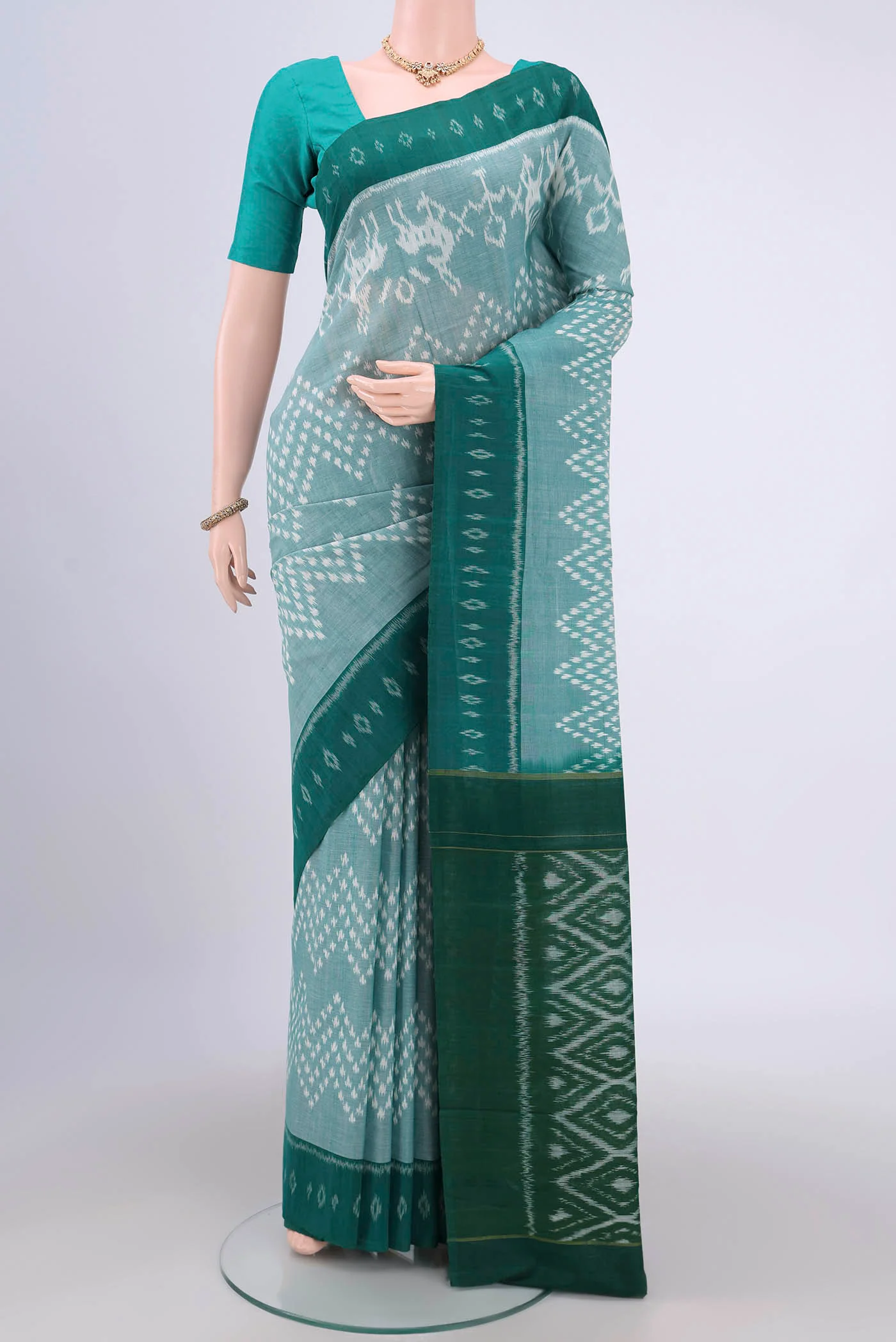 Blue Pochampally Cotton Saree