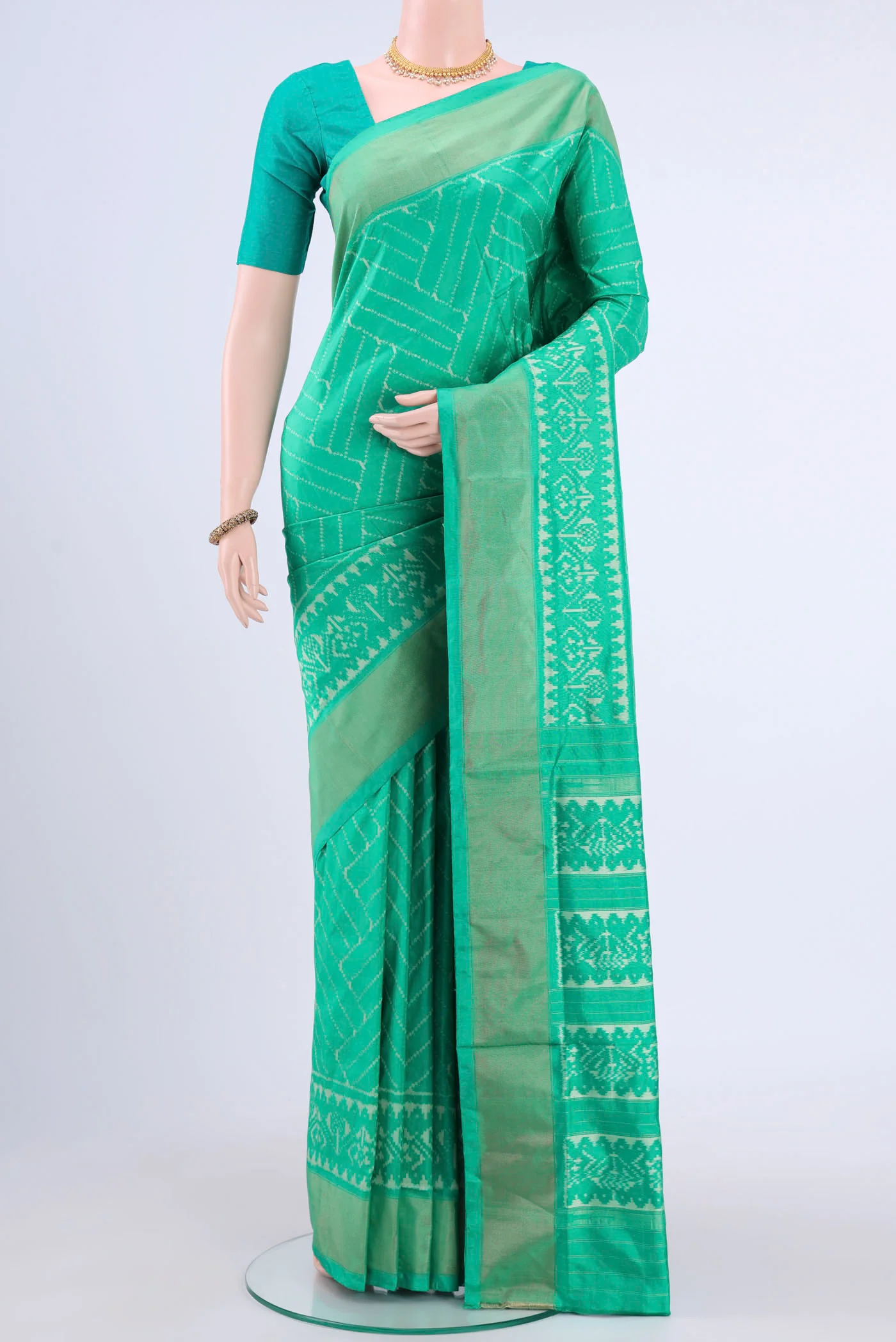 Sea Green Pochampally Silk Saree