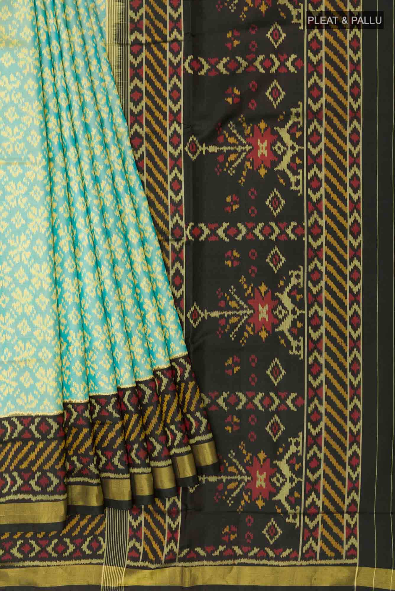 Sea Green Rajkot Patola Silk Saree - Image 2