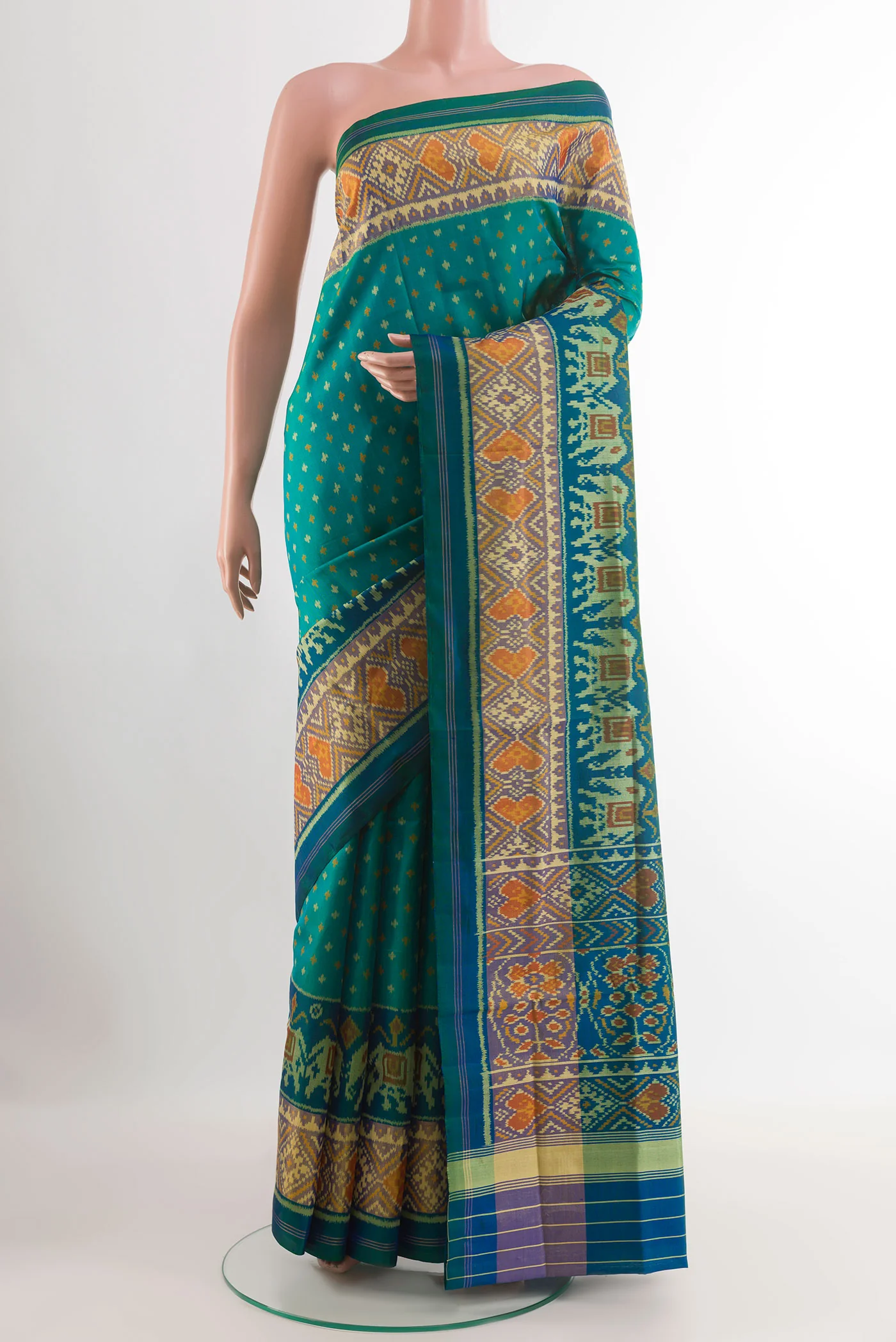 Sea Green Rajkot Patola Silk Saree