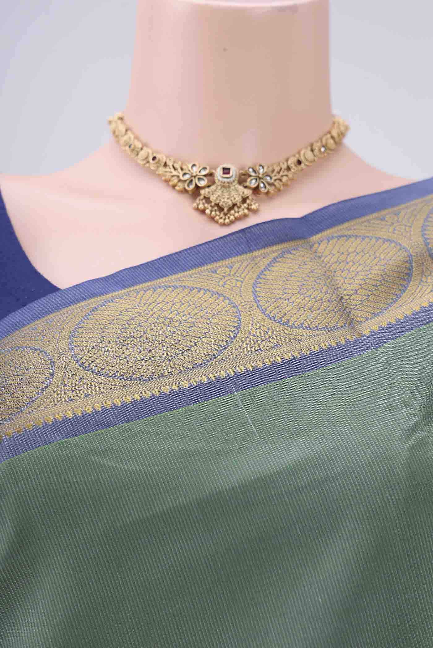 Sage Green Silk Cotton Saree - Image 2
