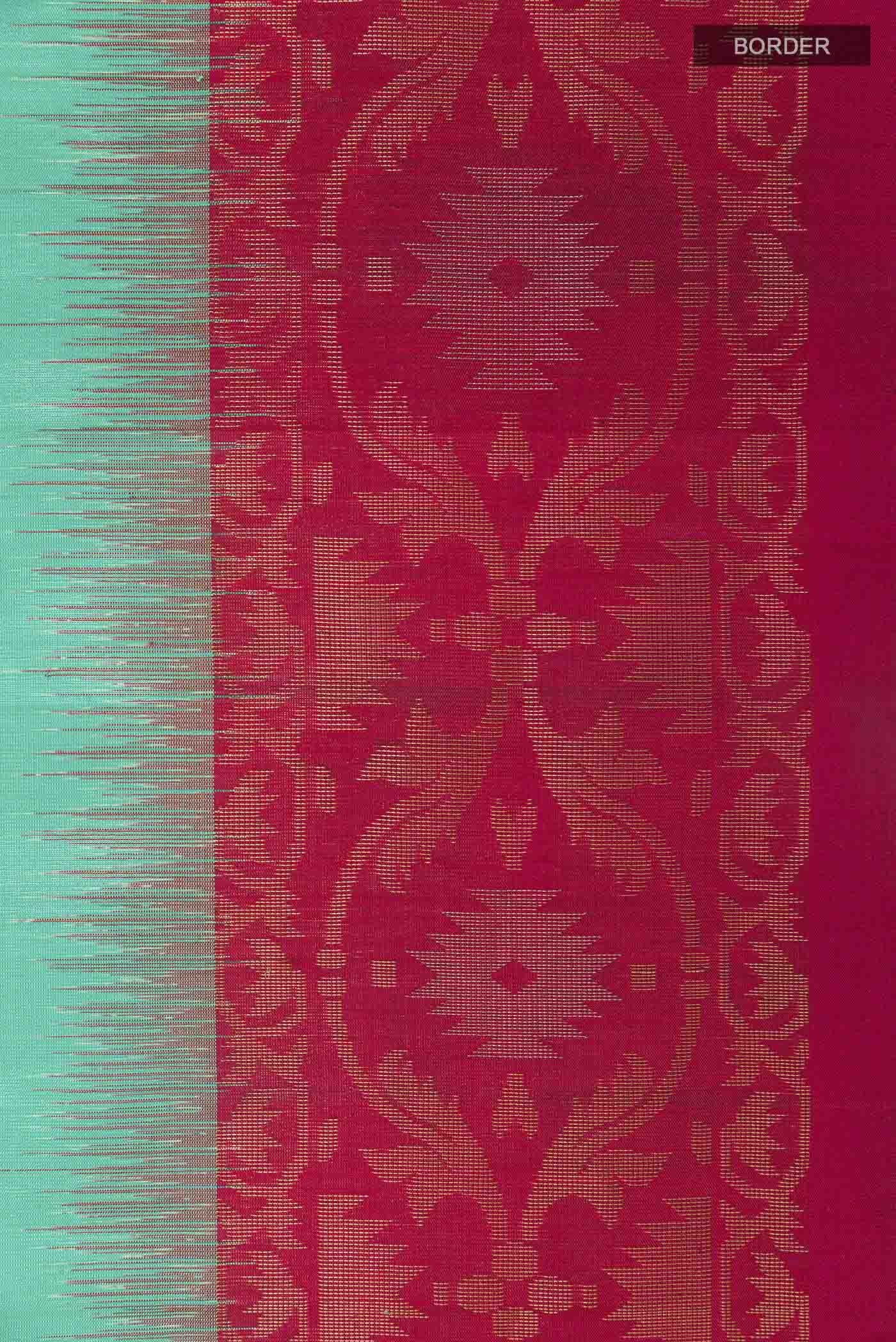 Sea Green Soft Silk Saree - Image 3