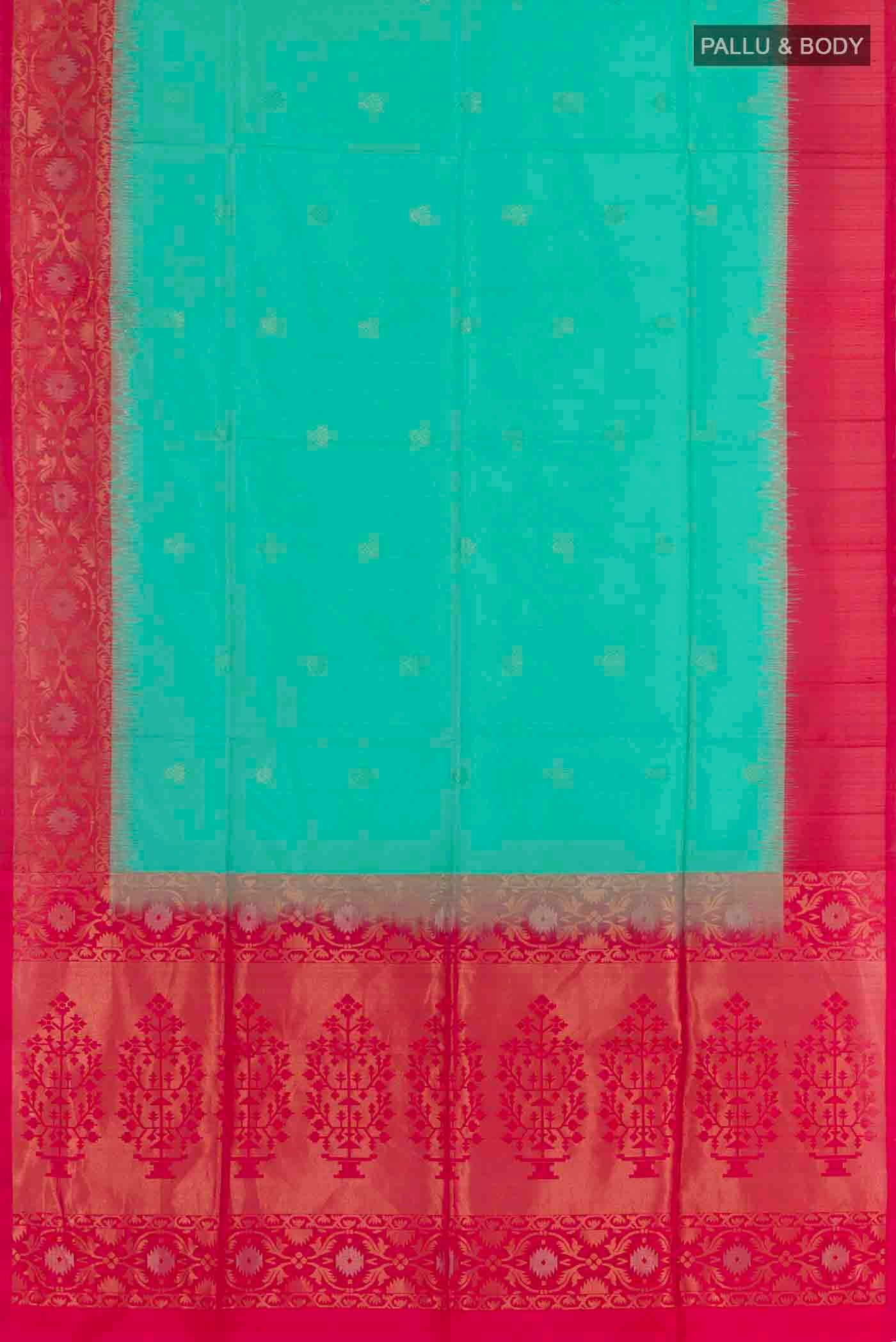 Sea Green Soft Silk Saree - Image 5