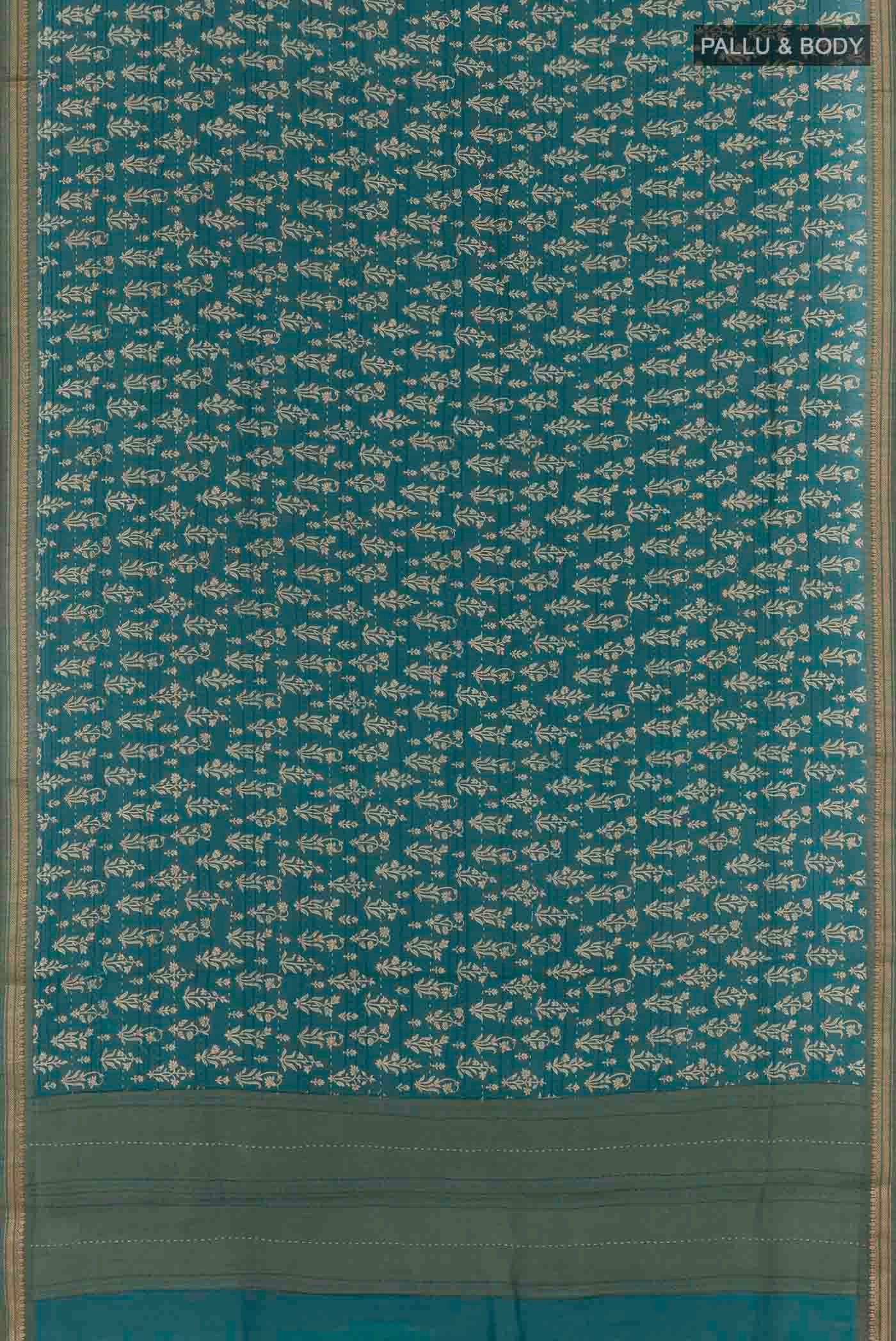 Blue Tussar Silk Saree - Image 3