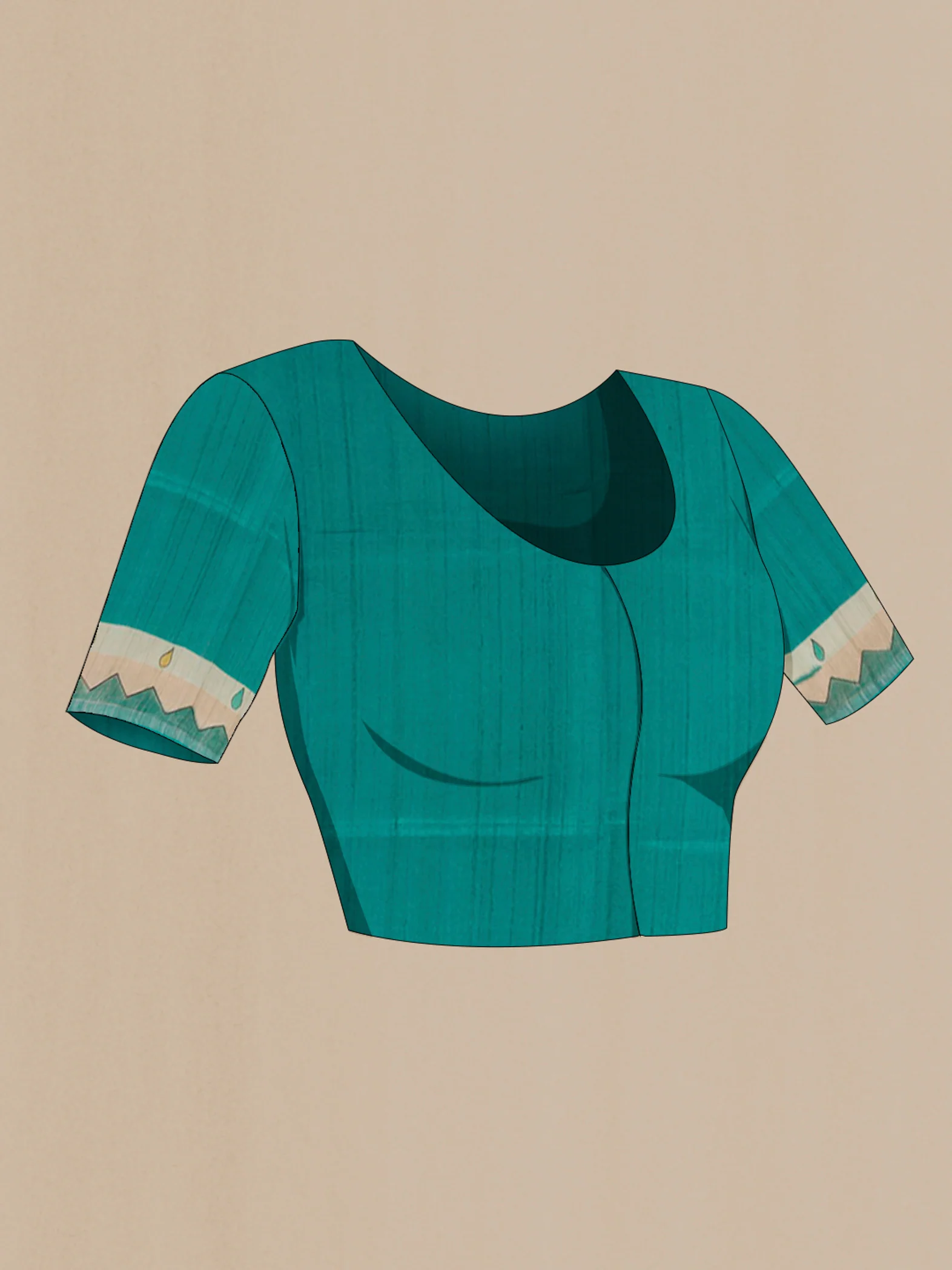 Sea Green Tussar Silk Saree - Image 2