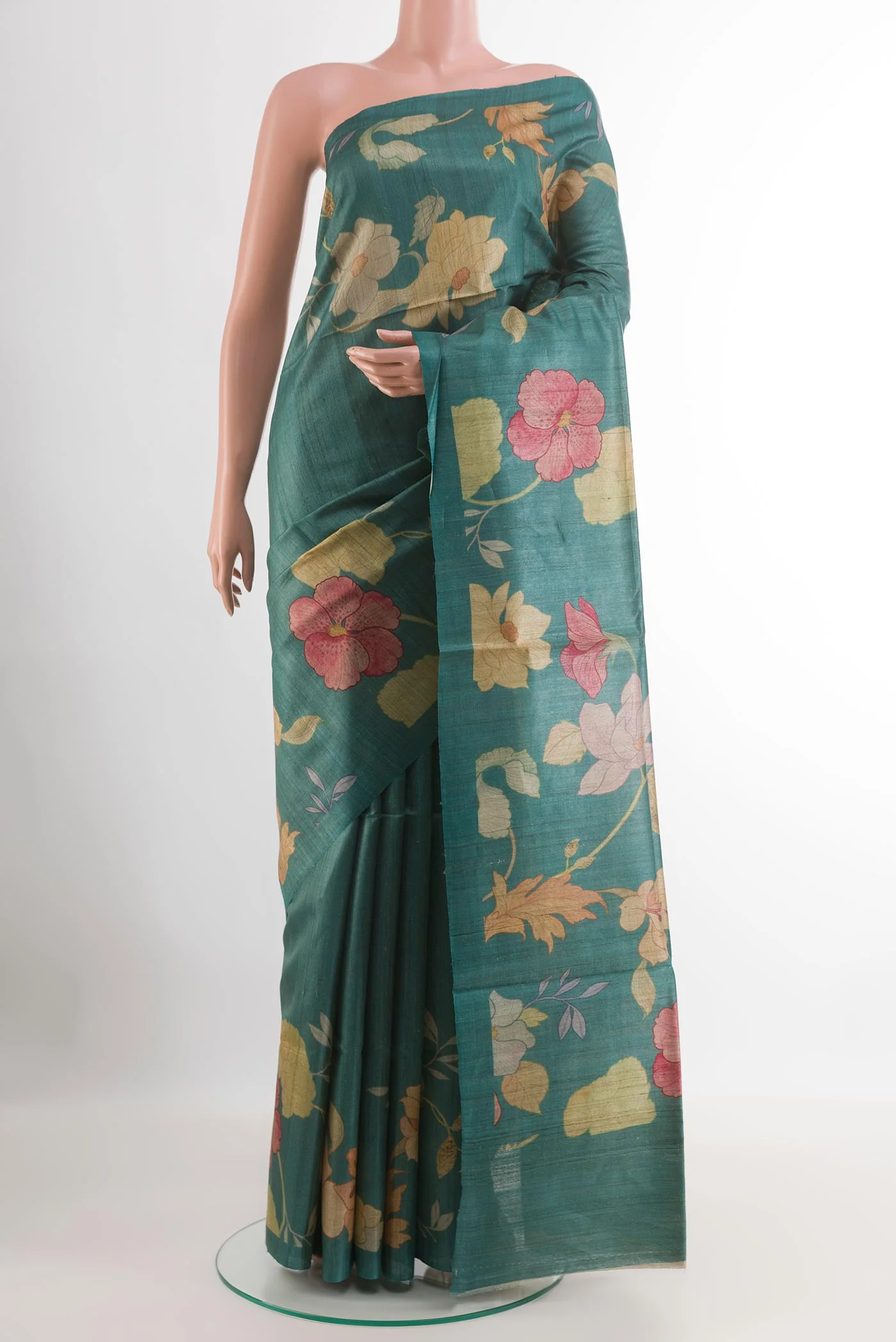 Green Tussar Silk Saree