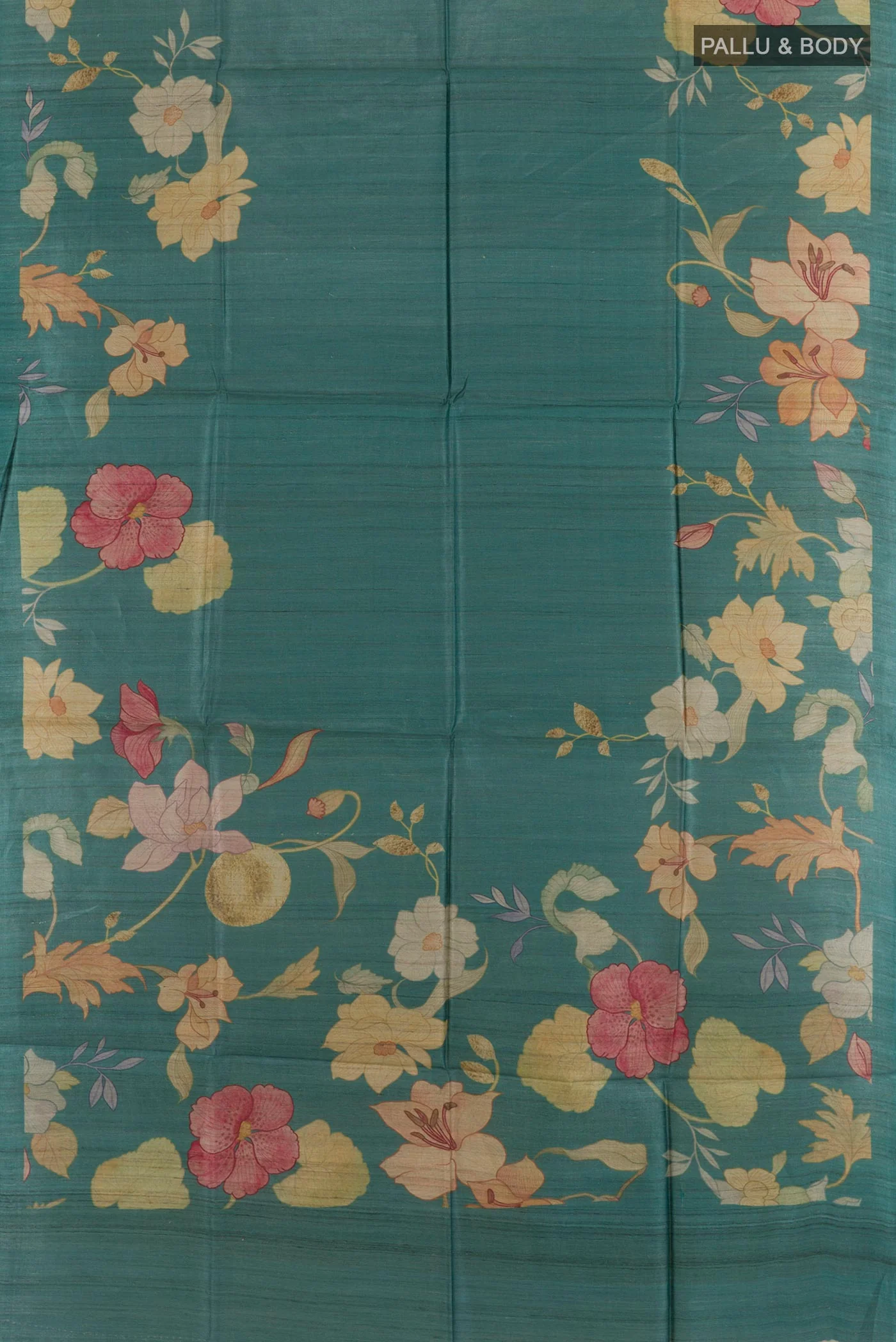 Green Tussar Silk Saree - Image 3