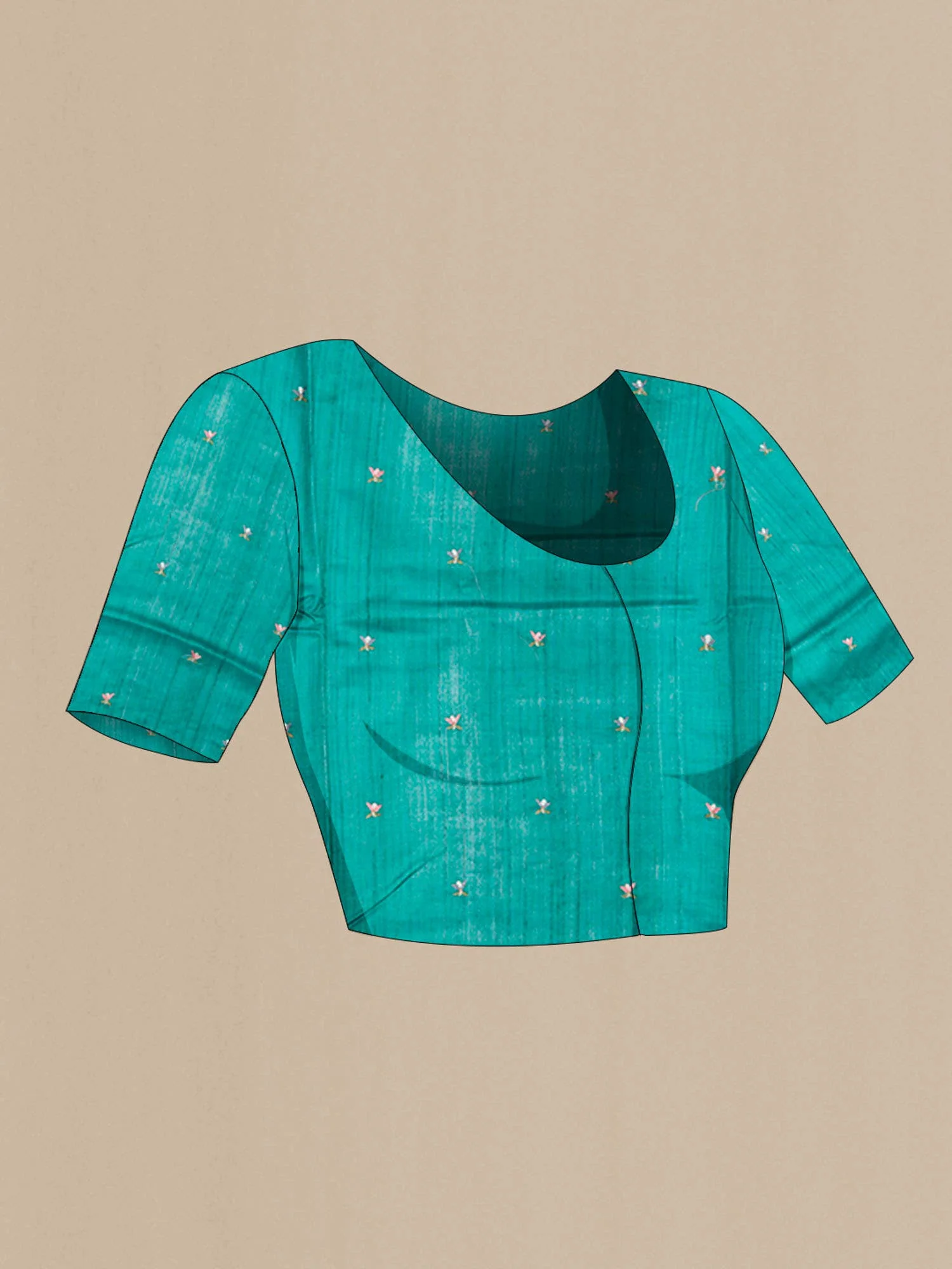 Sea Green Tussar Saree - Image 5