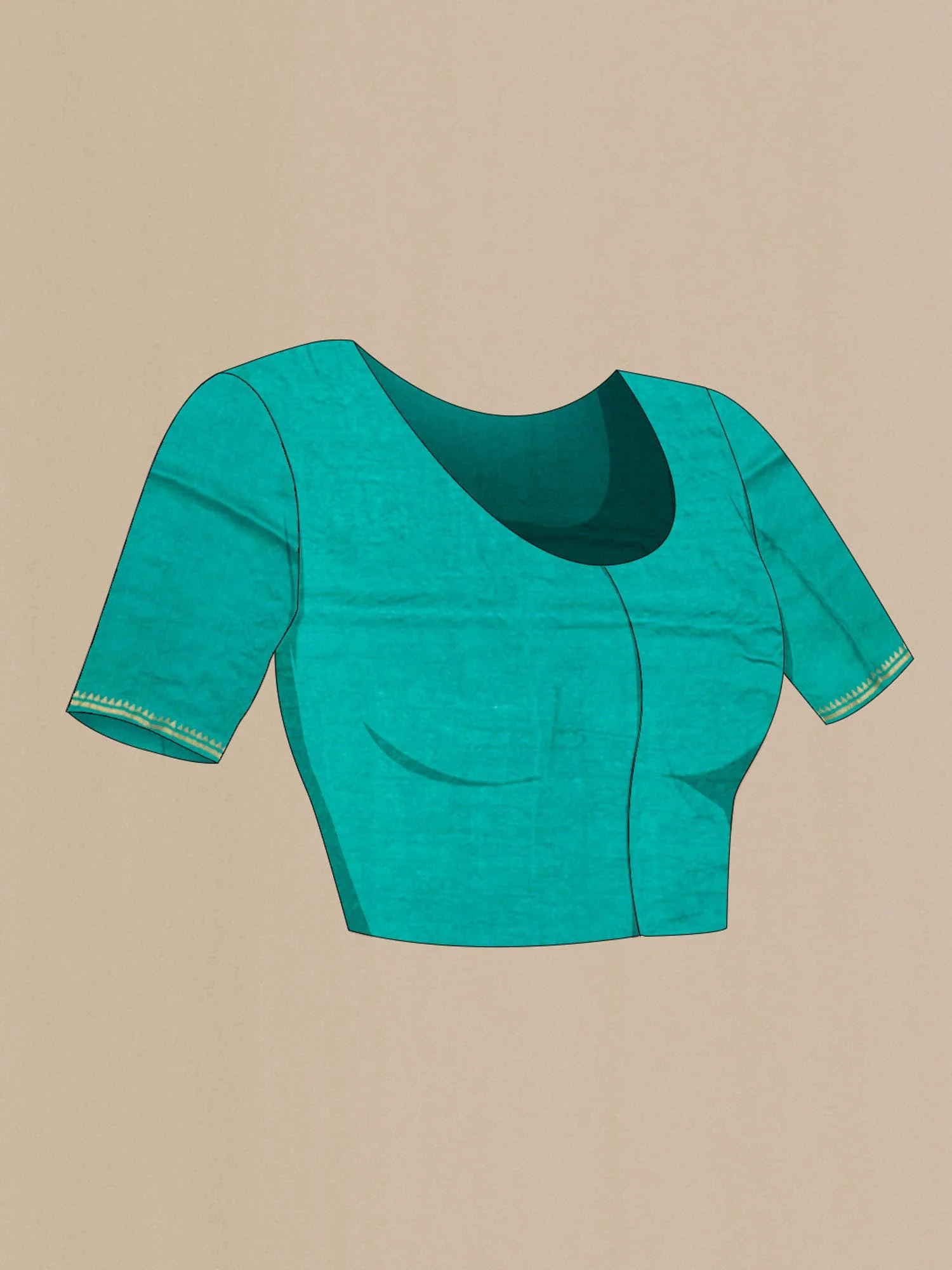 Sea Green Tussar Saree - Image 6
