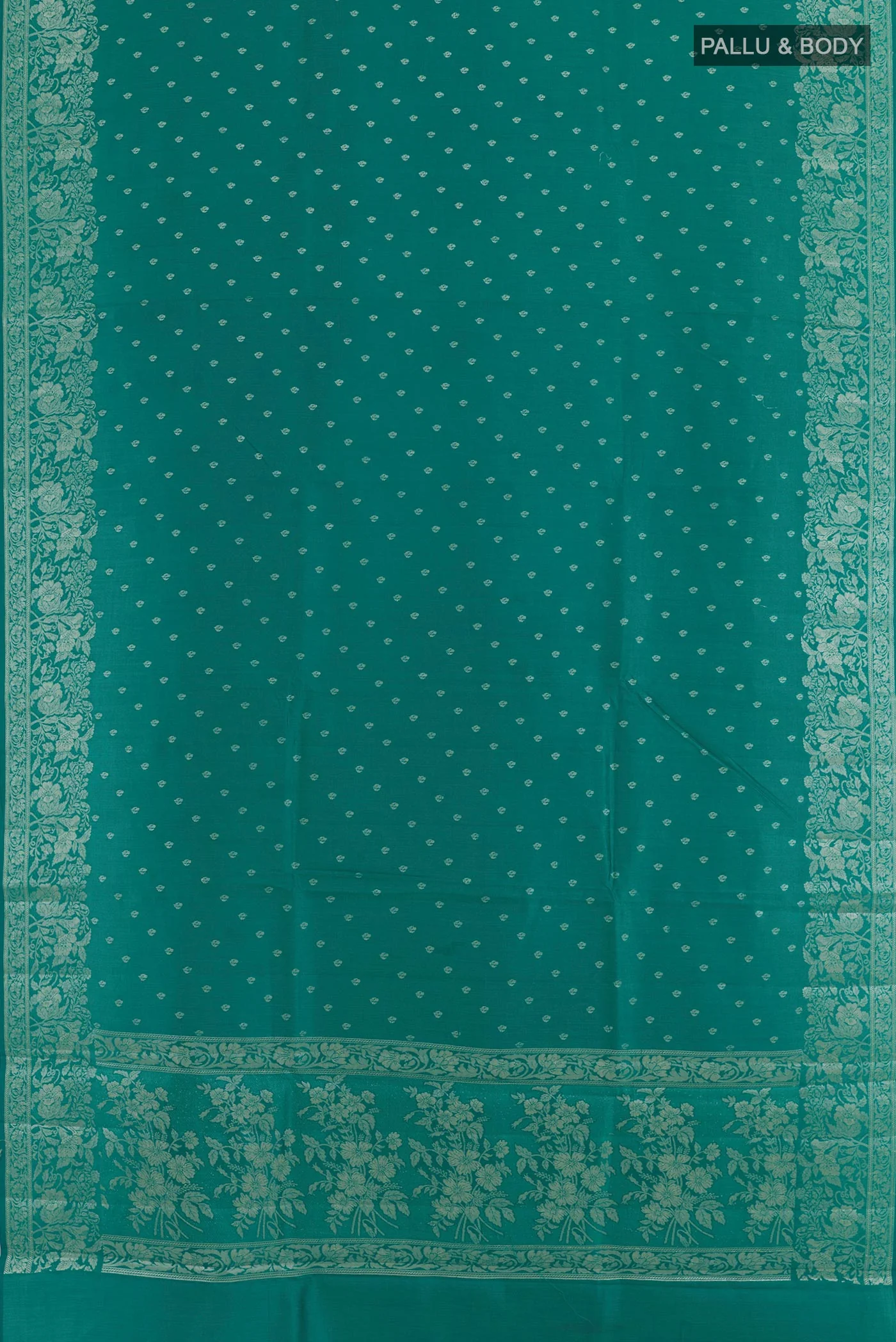 Sea Green Banarasi Raw Silk Saree - Image 3