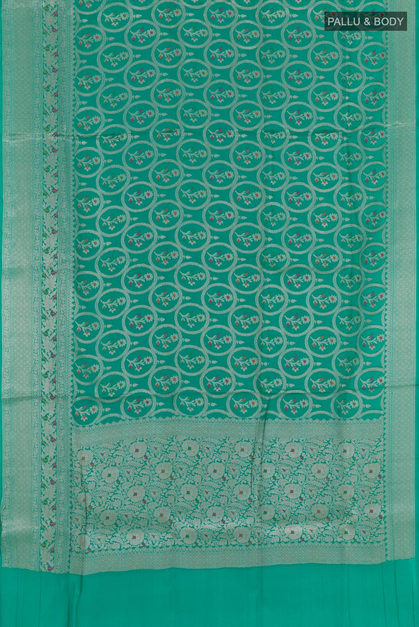 Sea Green Banarasi Raw Silk Saree - Image 3