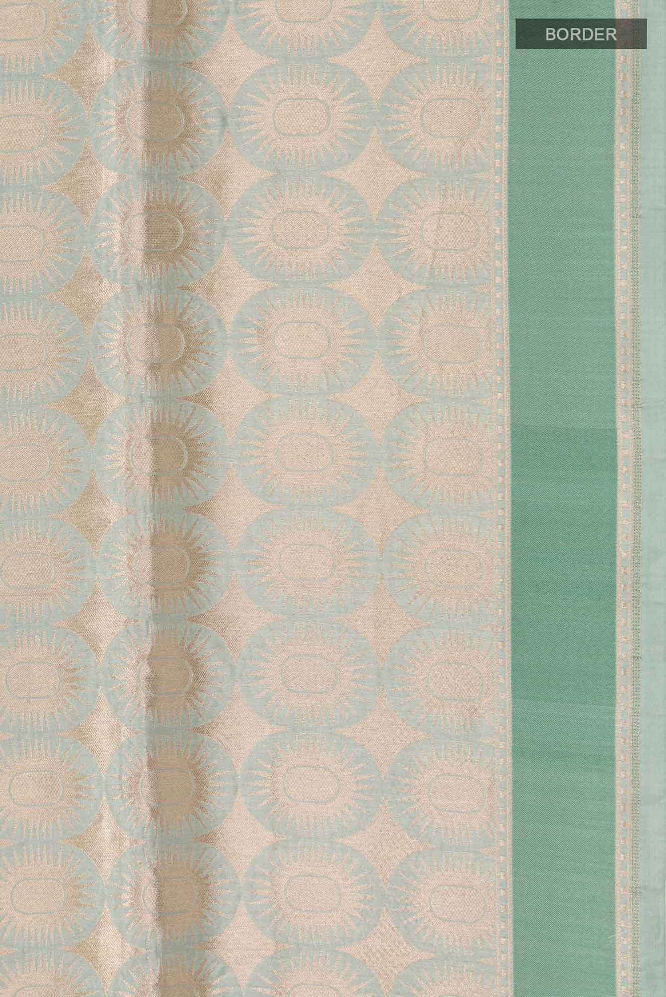 Shimmer Soleil-Sage Green Banarasi Silk Saree - Image 9