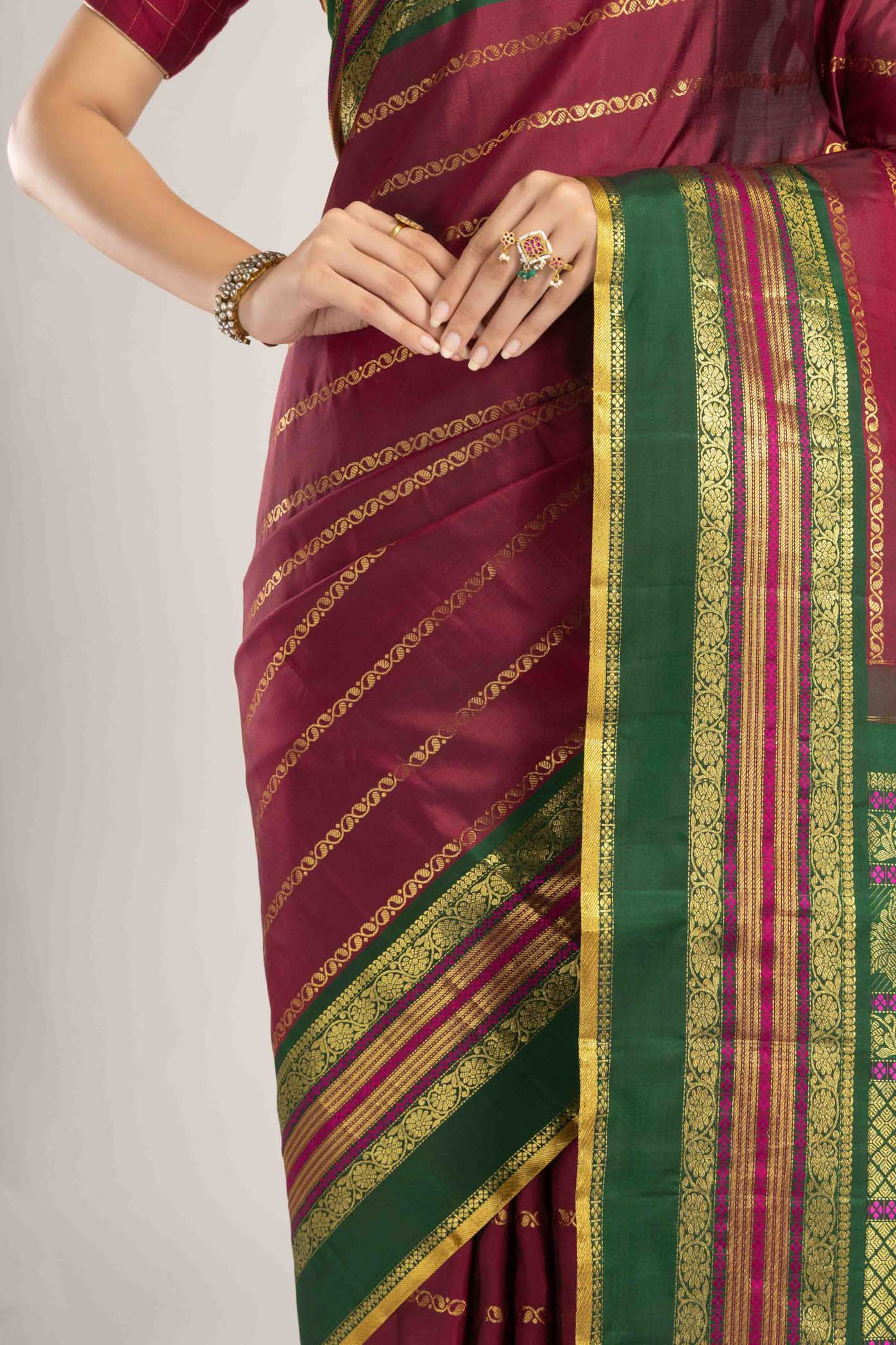 Shobha-Arraku Red Kanchipuram Silk Saree - Image 5