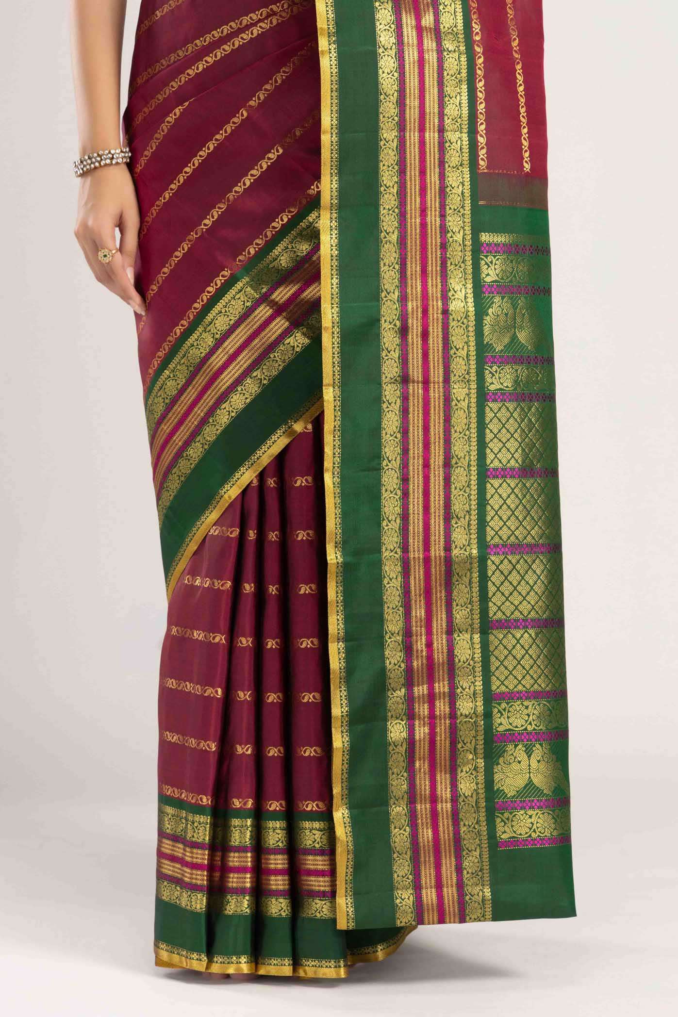 Shobha-Arraku Red Kanchipuram Silk Saree - Image 6