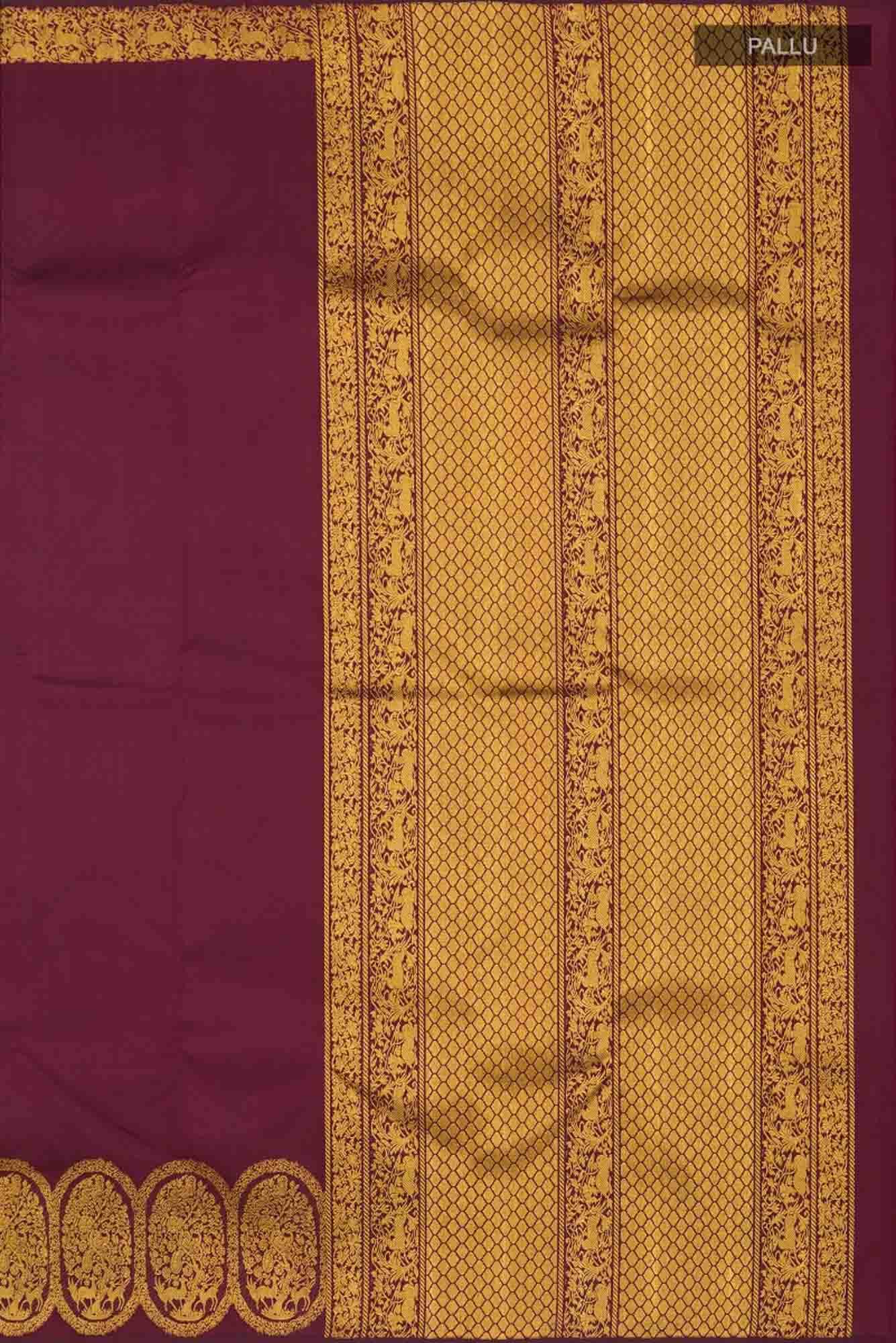 Shringar-Maroon Kanchipuram Silk Saree - Image 9