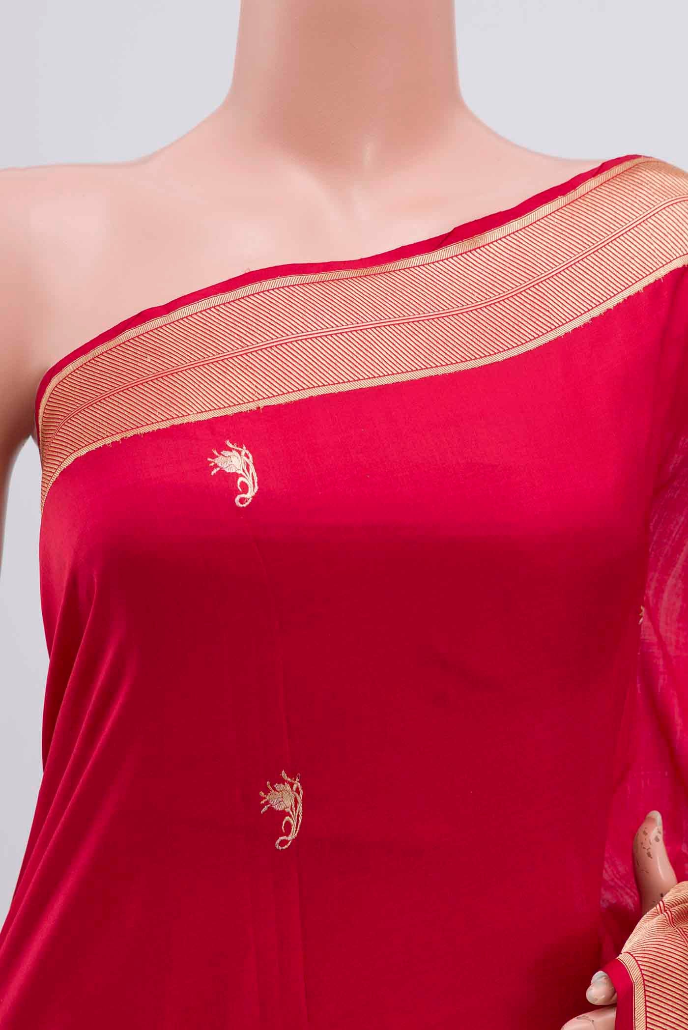 Shyama-Red Banarasi Katan Silk Saree - Image 3