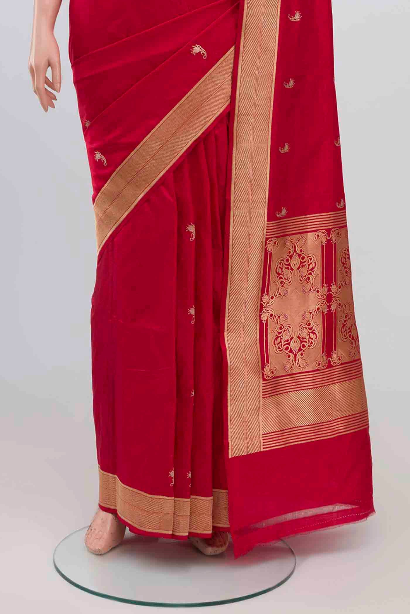 Shyama-Red Banarasi Katan Silk Saree - Image 4