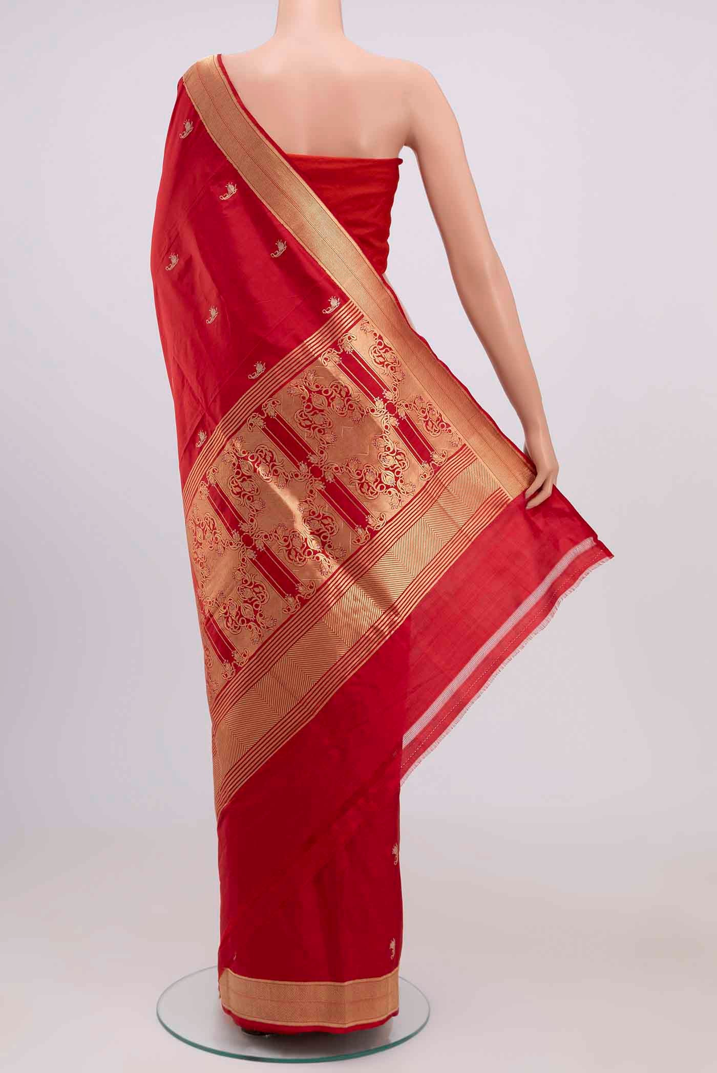 Shyama-Red Banarasi Katan Silk Saree - Image 5