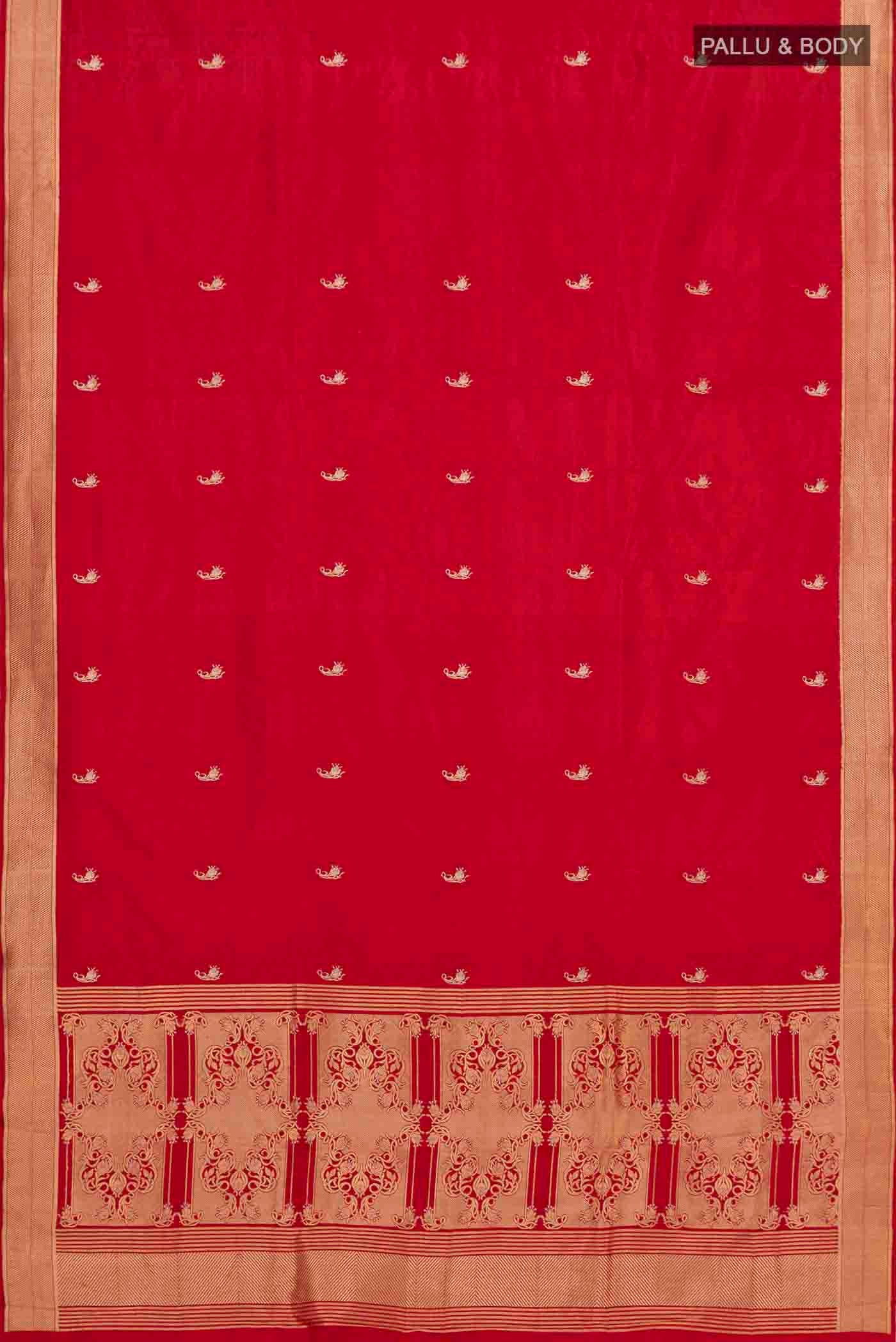 Shyama-Red Banarasi Katan Silk Saree - Image 7