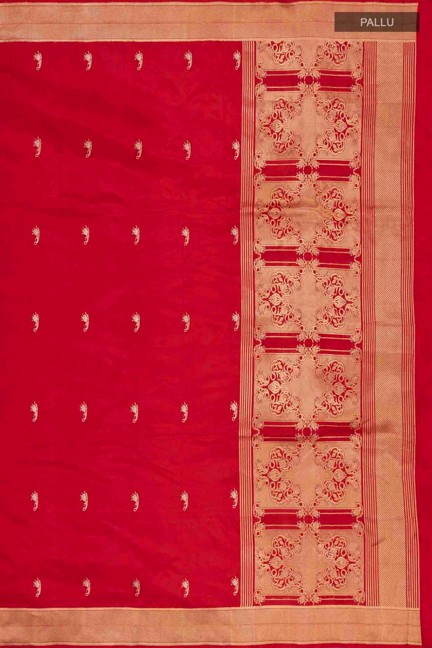 Shyama-Red Banarasi Katan Silk Saree - Image 8
