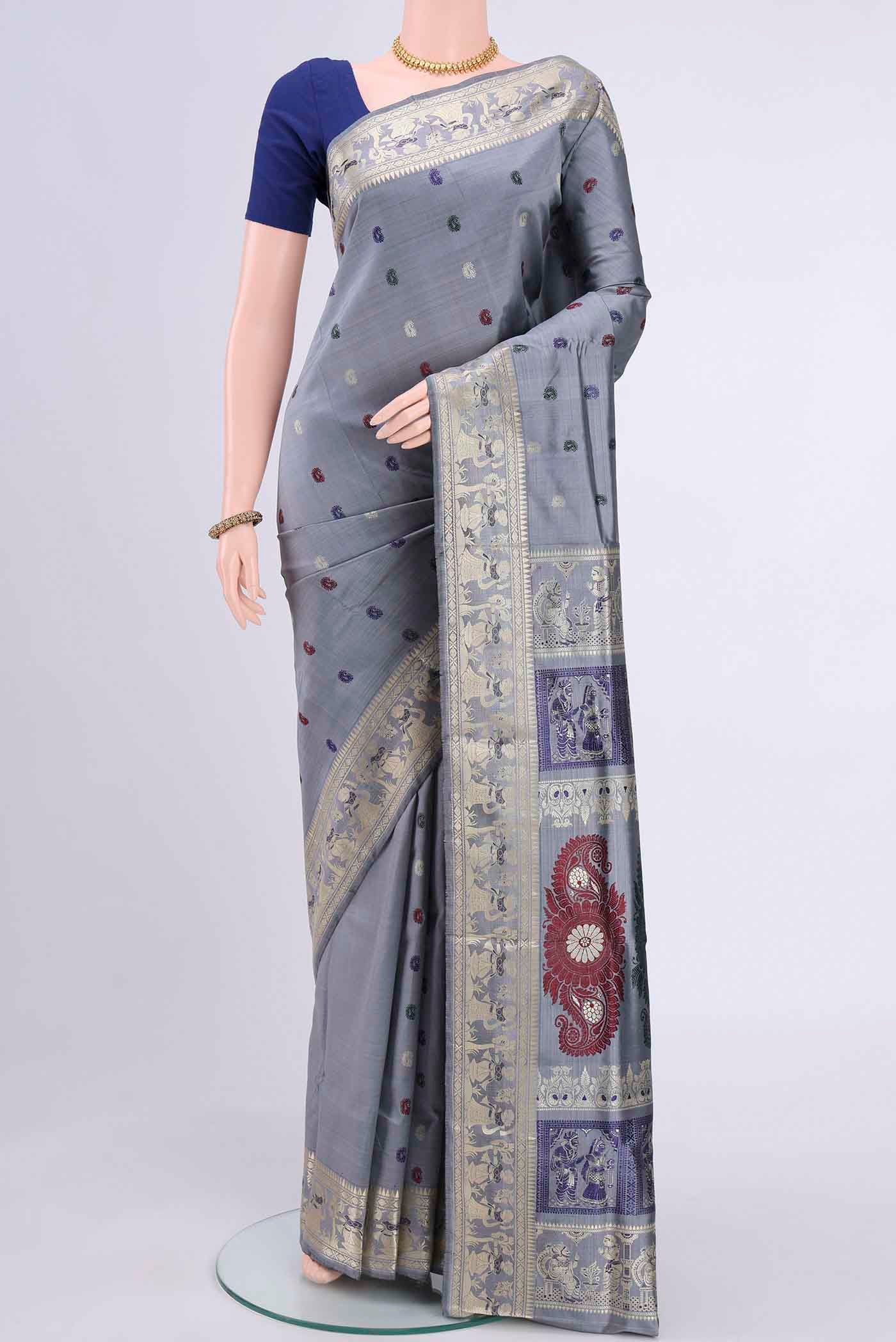 Silver Baluchari Silk Saree