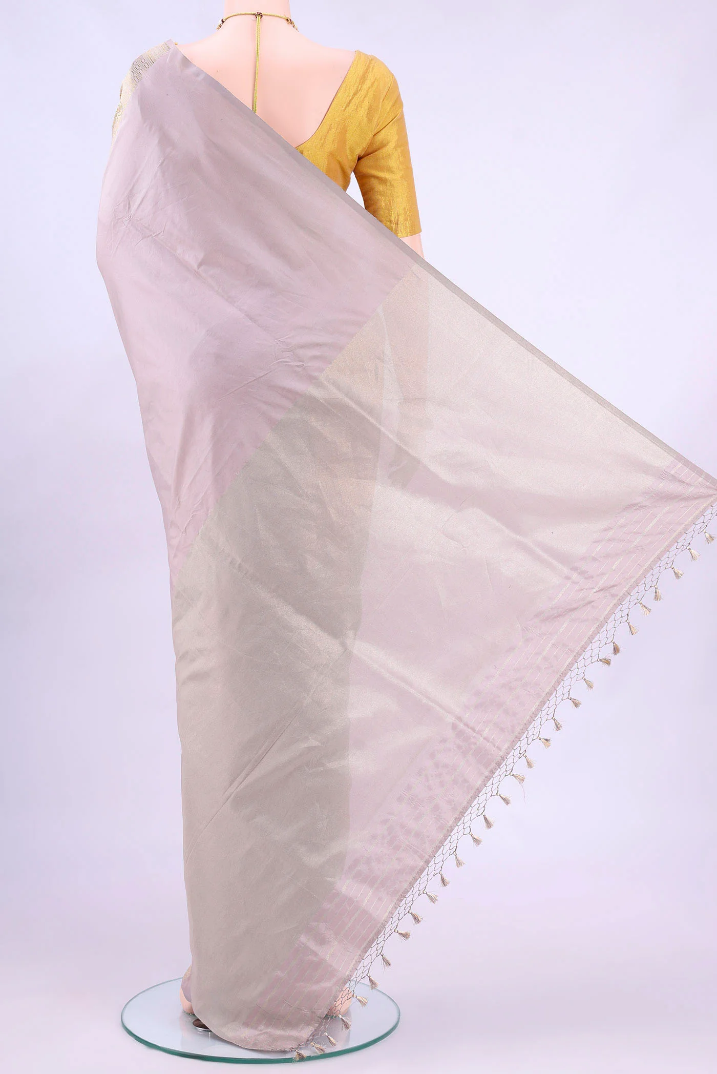 Silver Banarasi Silk Saree - Image 3