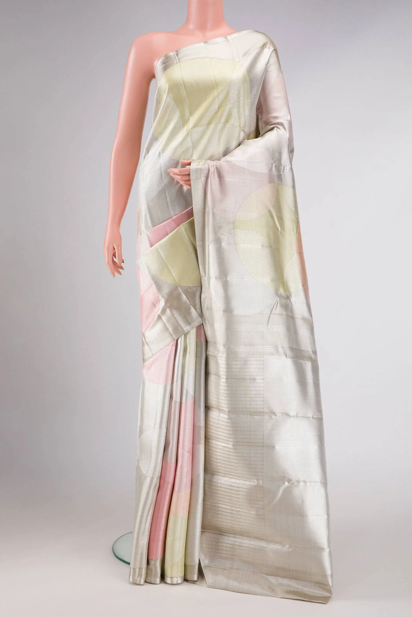 Silver Dual Tone Kanjivaram Tissue Silk Saree