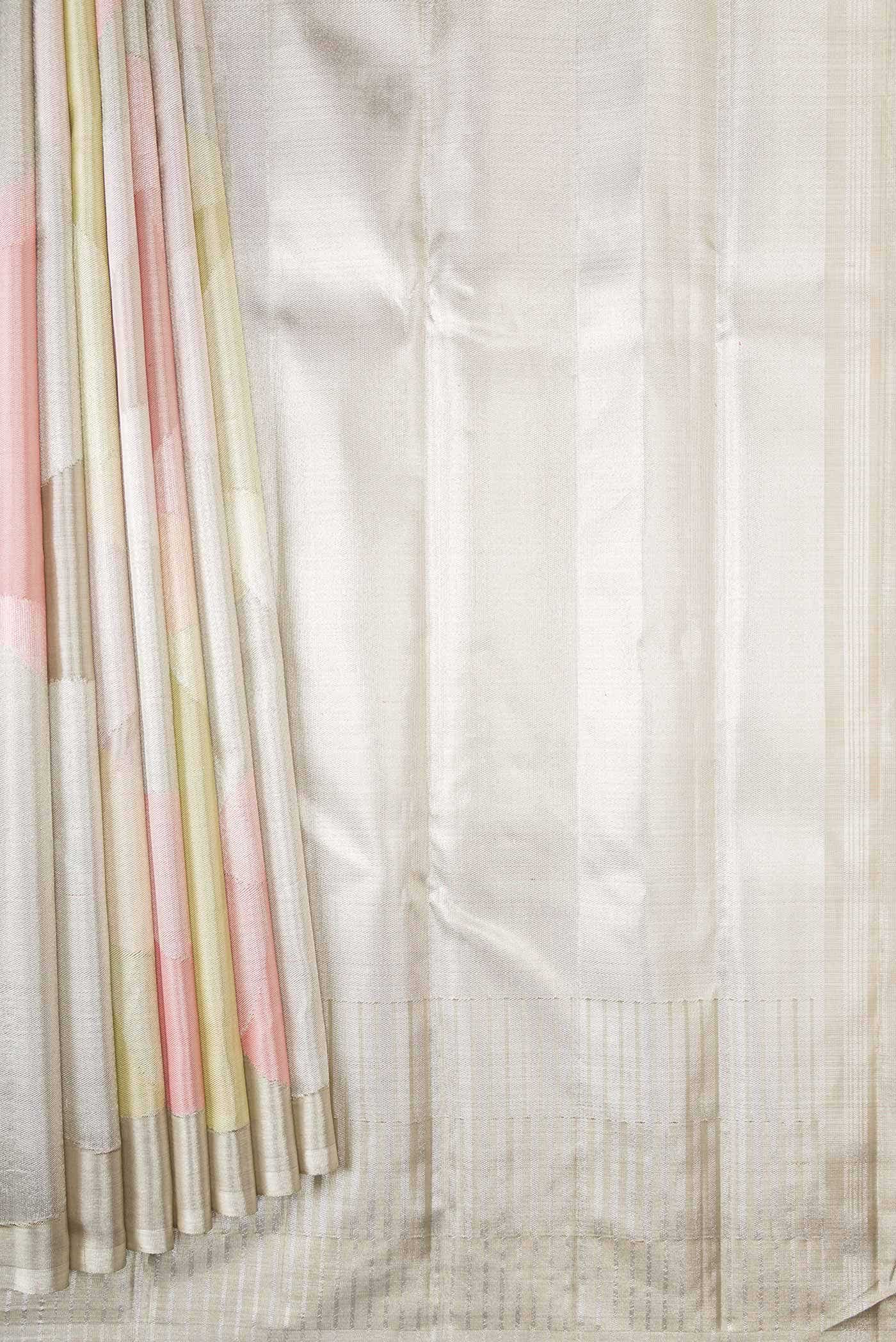 Silver Dual Tone Kanjivaram Tissue Silk Saree - Image 2