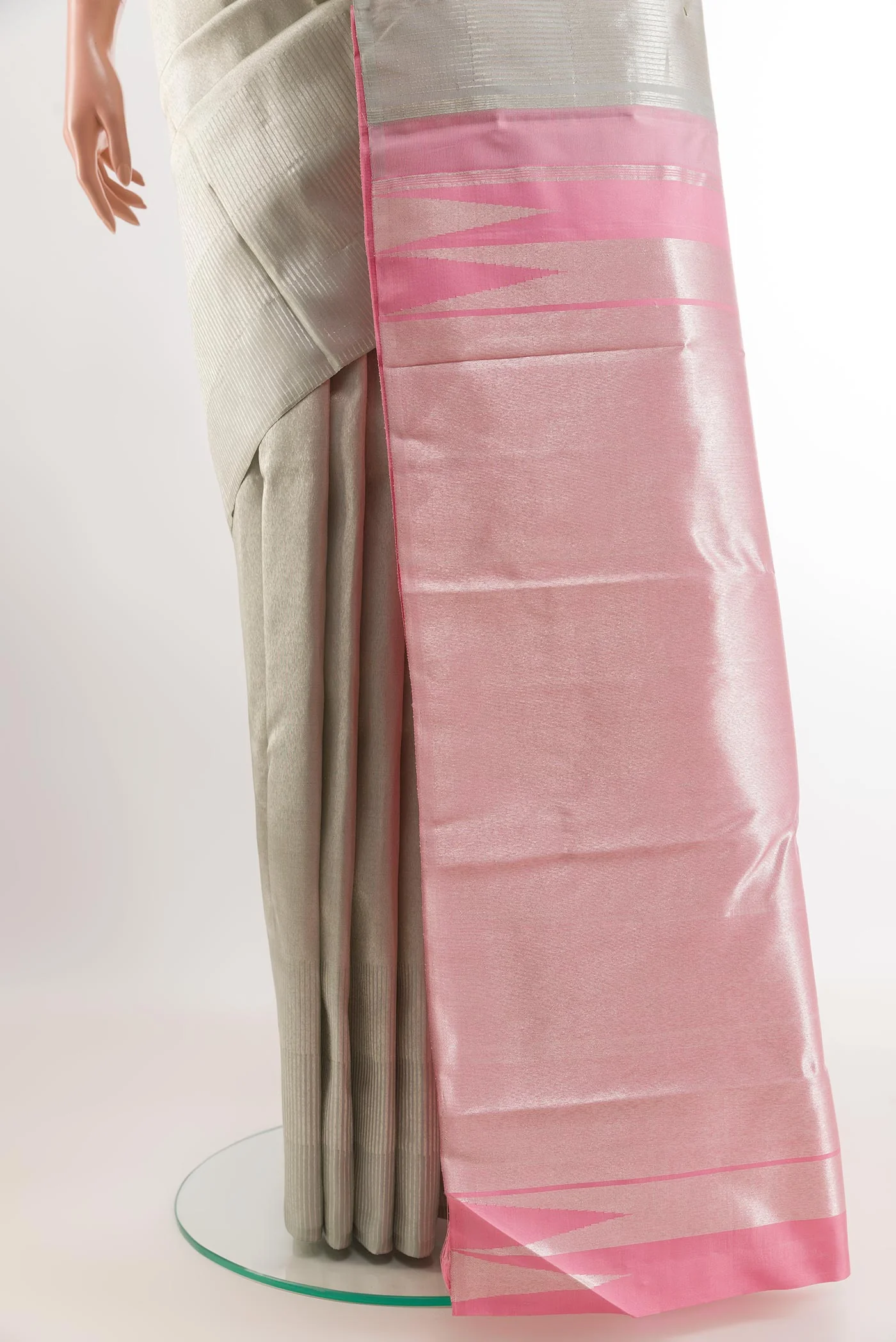 Silver Kanchipuram Silk Saree - Image 3