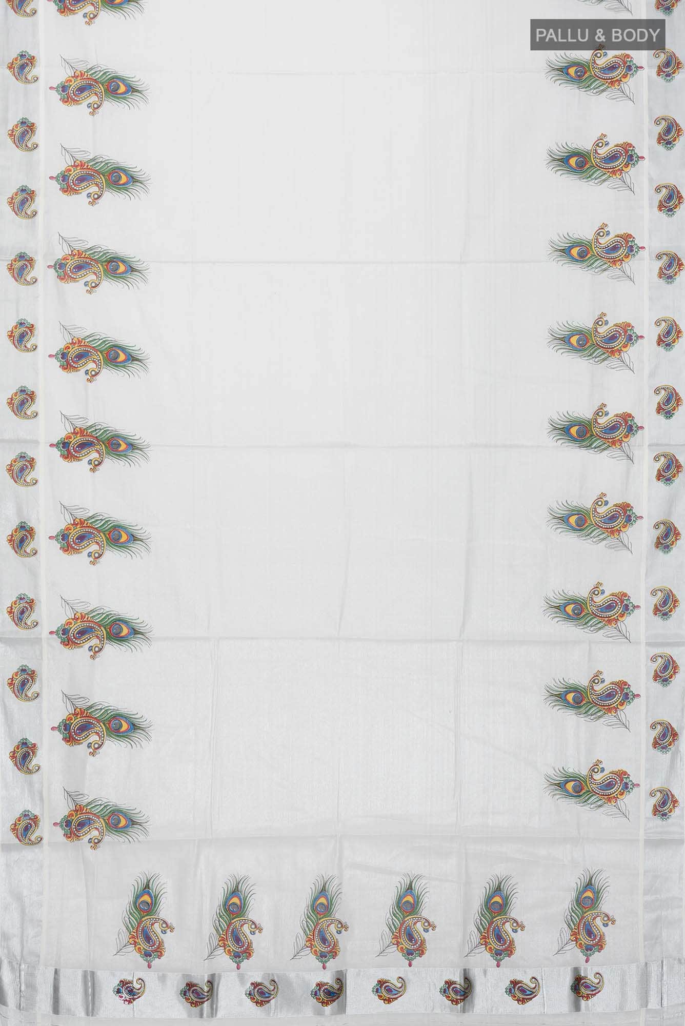 Silver Kerala Cotton Saree - Image 2