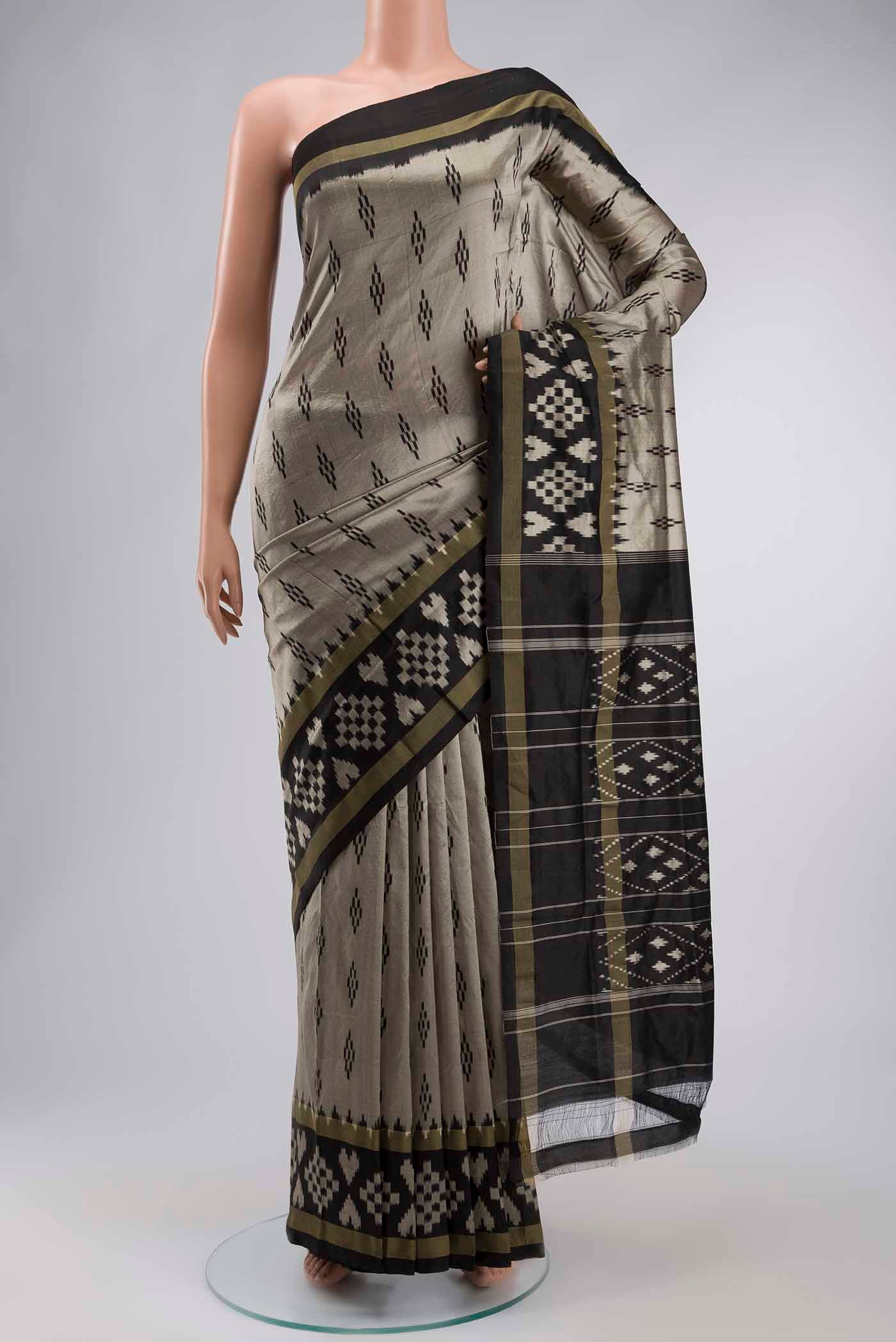 Silver Pochampally Silk Saree