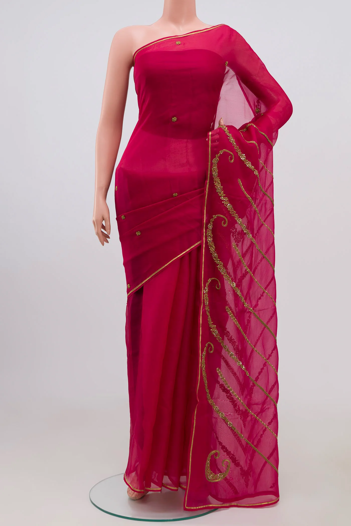 Sitara- Red Organza Silk Saree - Image 2