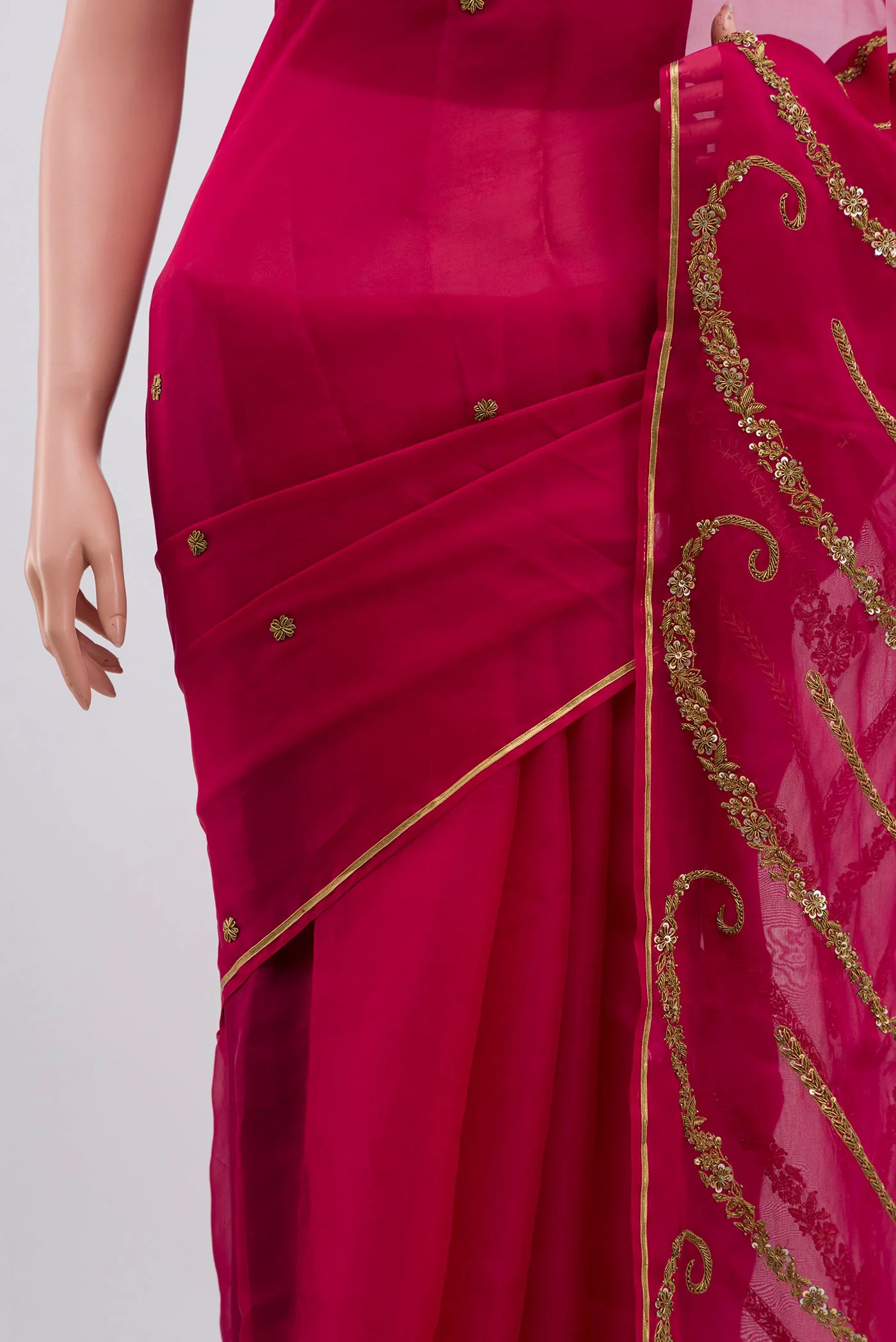 Sitara- Red Organza Silk Saree - Image 4